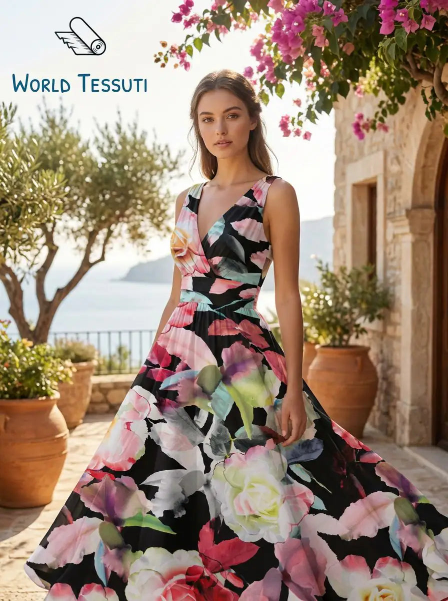 Tessuto Satin Floreale MARAVIGLIA (sottoprezzo)