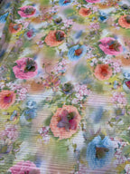 Tessuto Georgette floreale 3D Rilievo