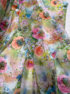 Tessuto Georgette floreale 3D Rilievo