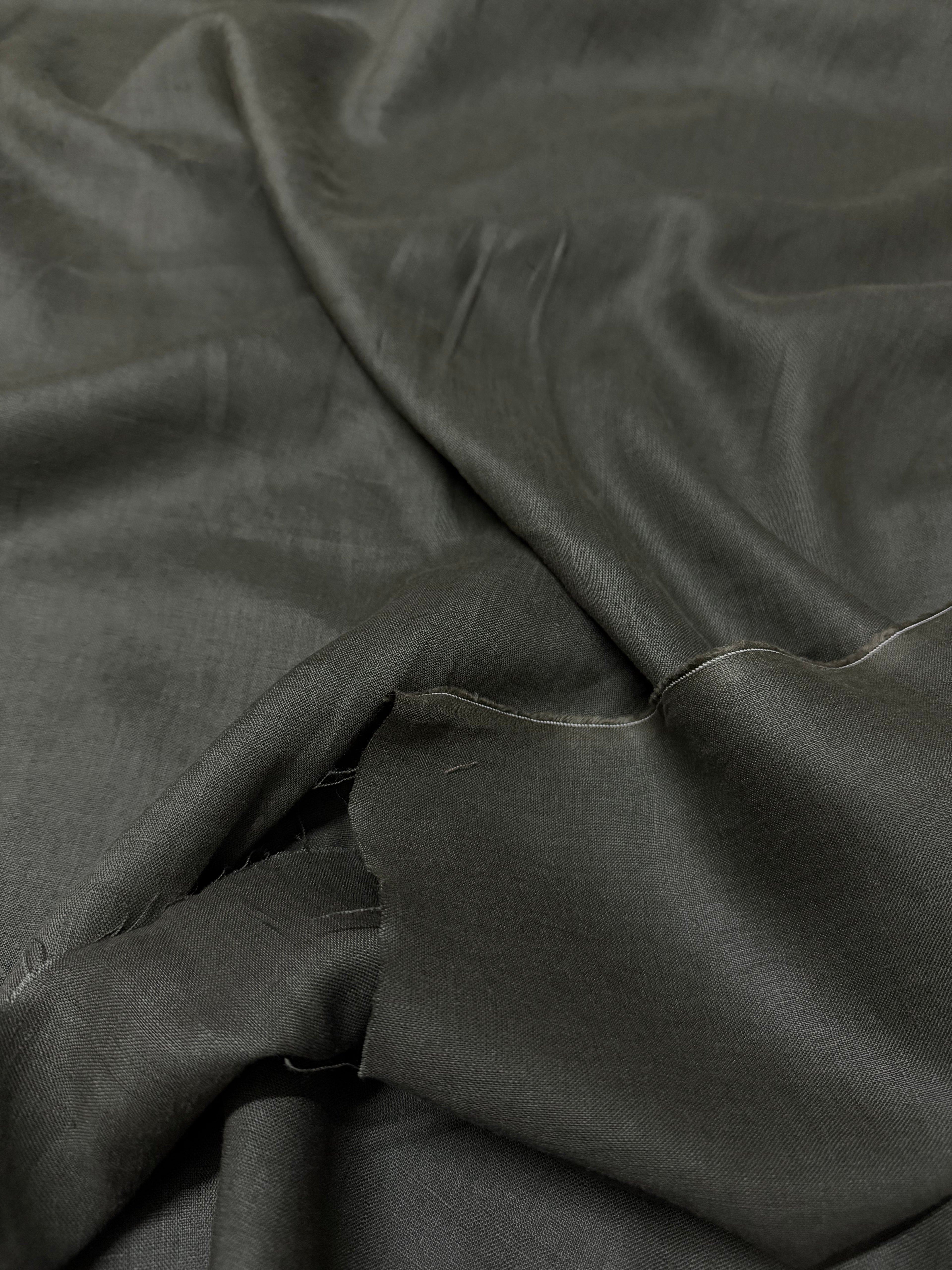 Tessuto puro lino Verde Scuro bottiglia SOTTOPREZZO