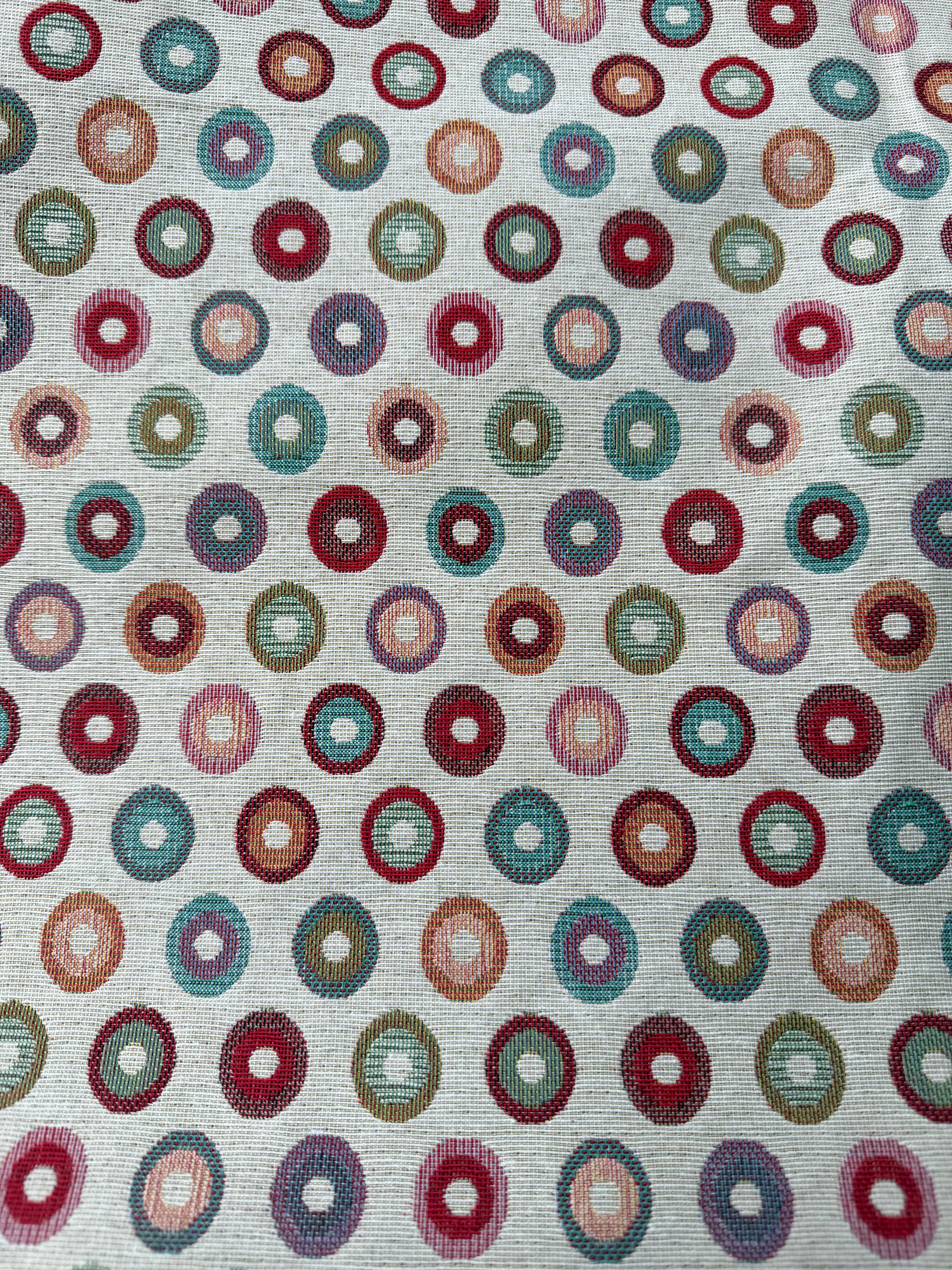 Tela de tapicería de gobelino con círculos geométricos 