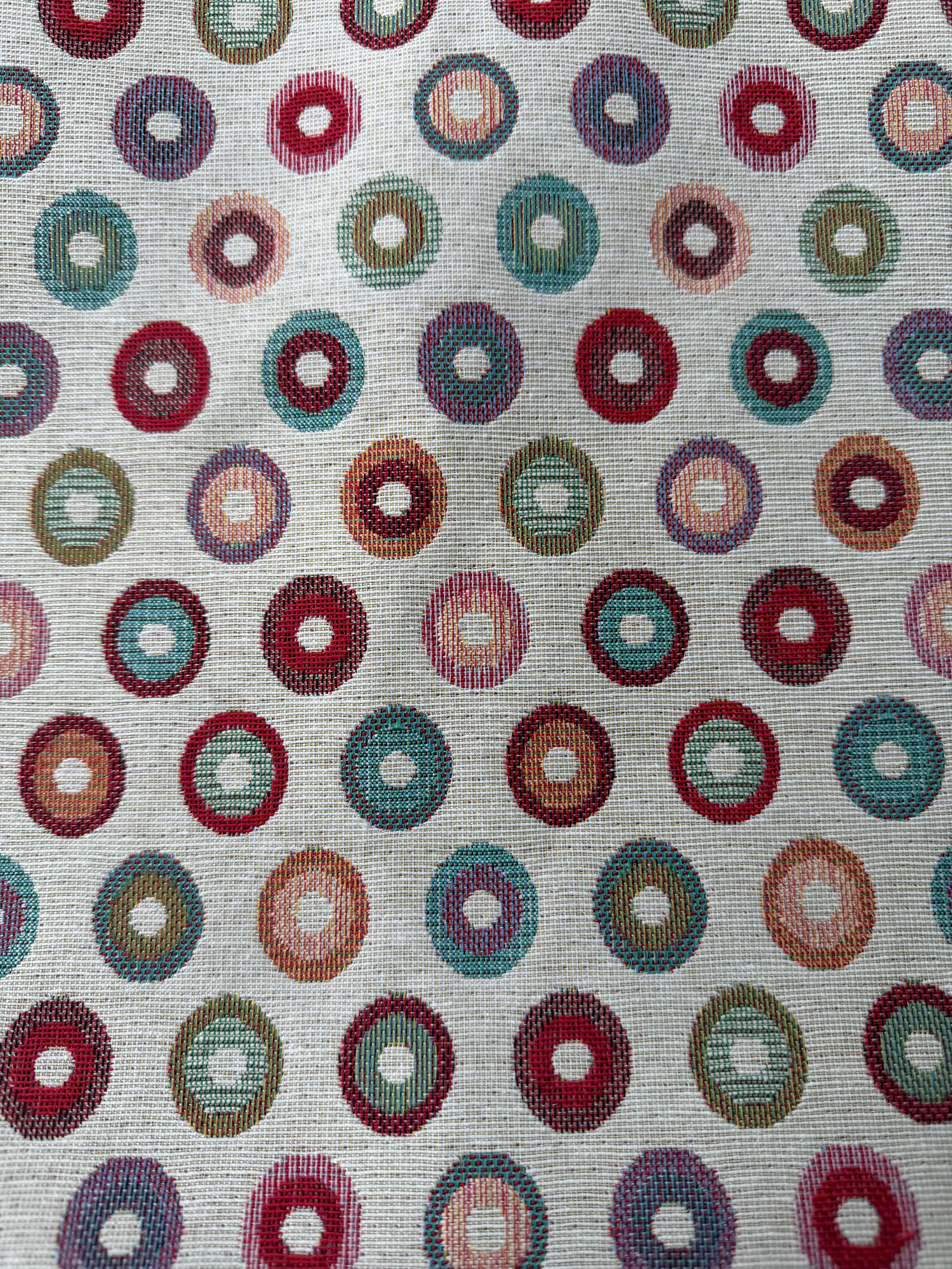 Tela de tapicería de gobelino con círculos geométricos 