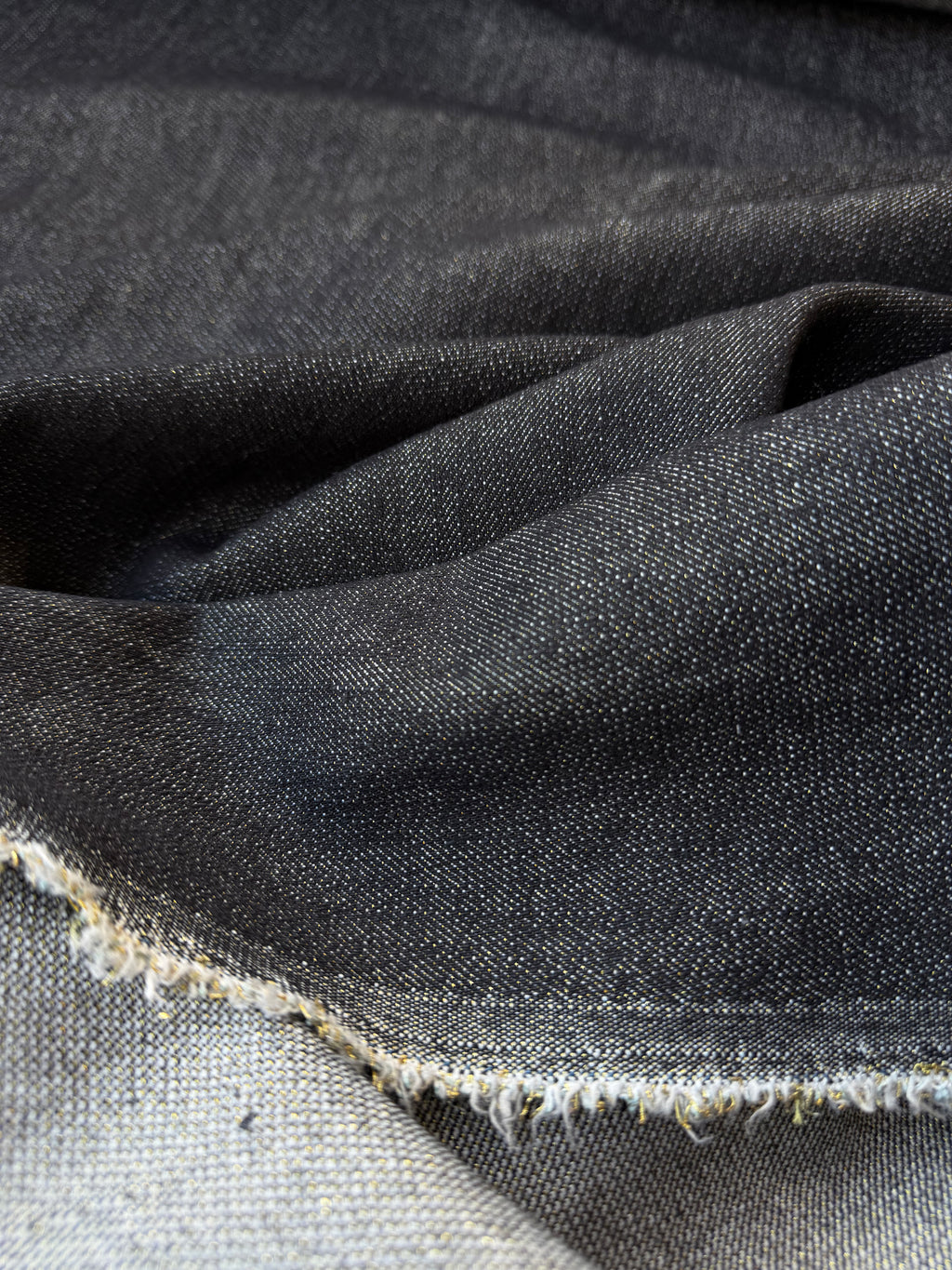 Tessuto Jeans Denim Lamè Laminato