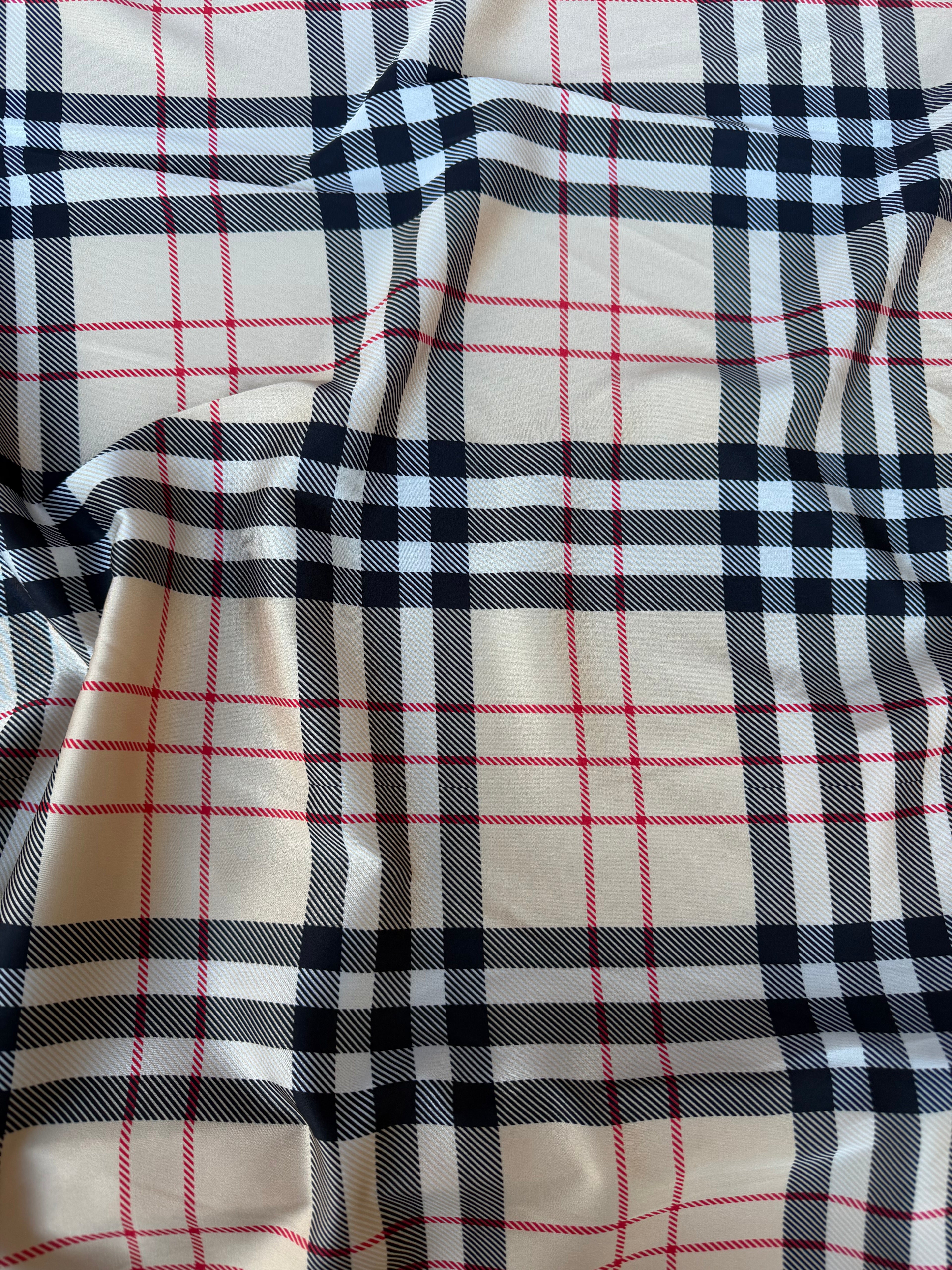 Tessuto Satin Stile Inglese tartan Beige