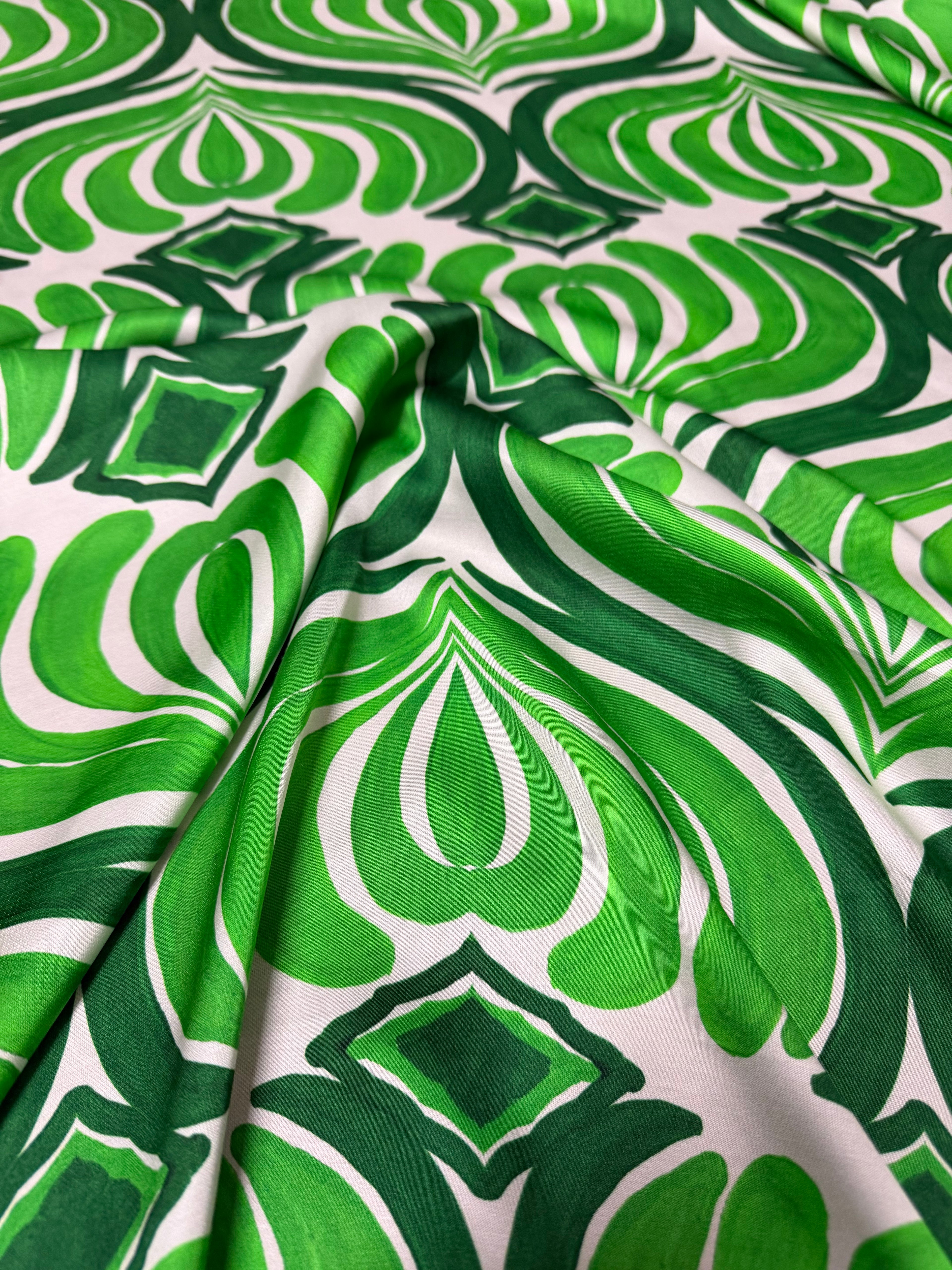 Tessuto Satin Astratto Verde