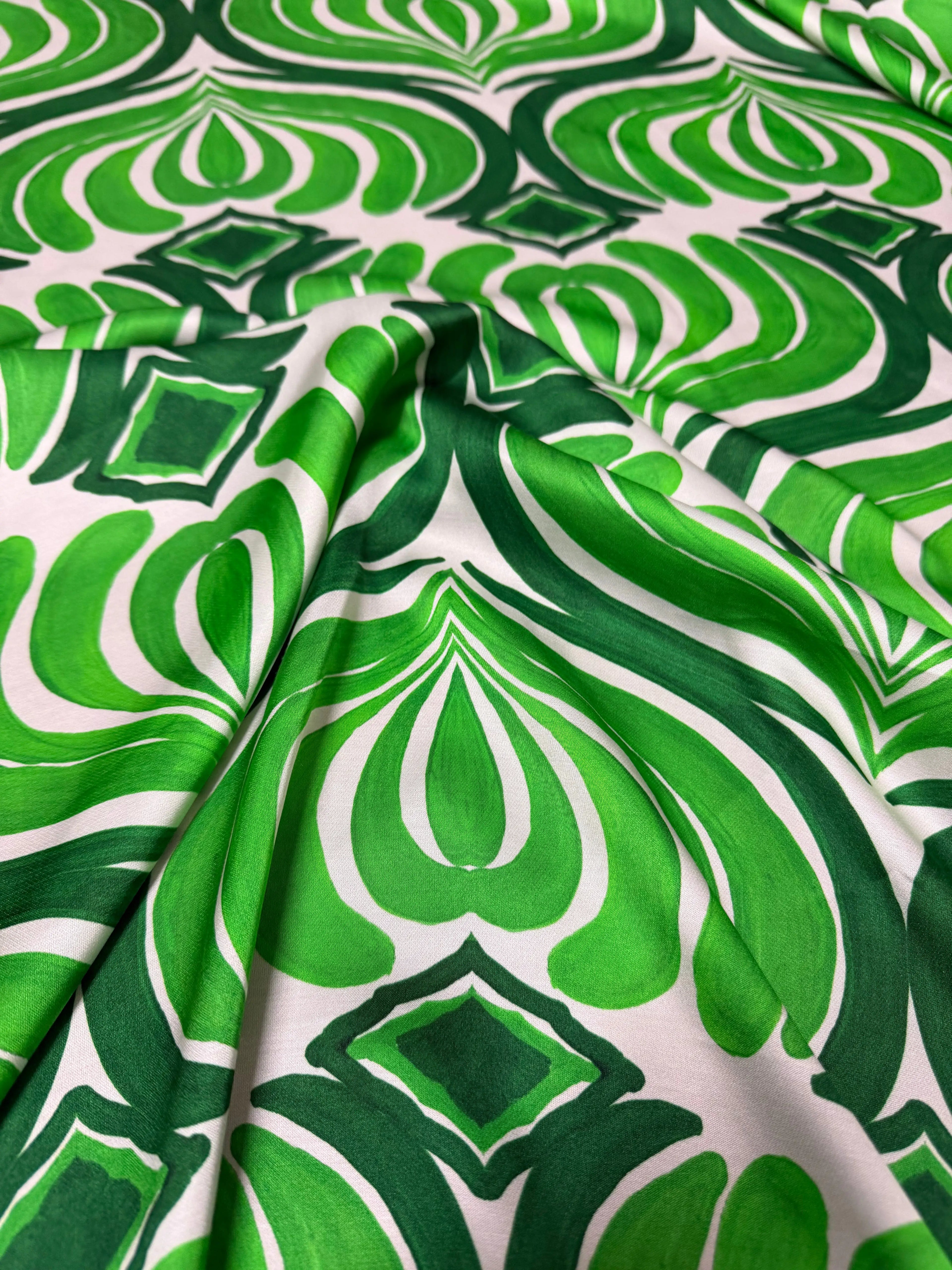 Tessuto Satin Astratto Verde