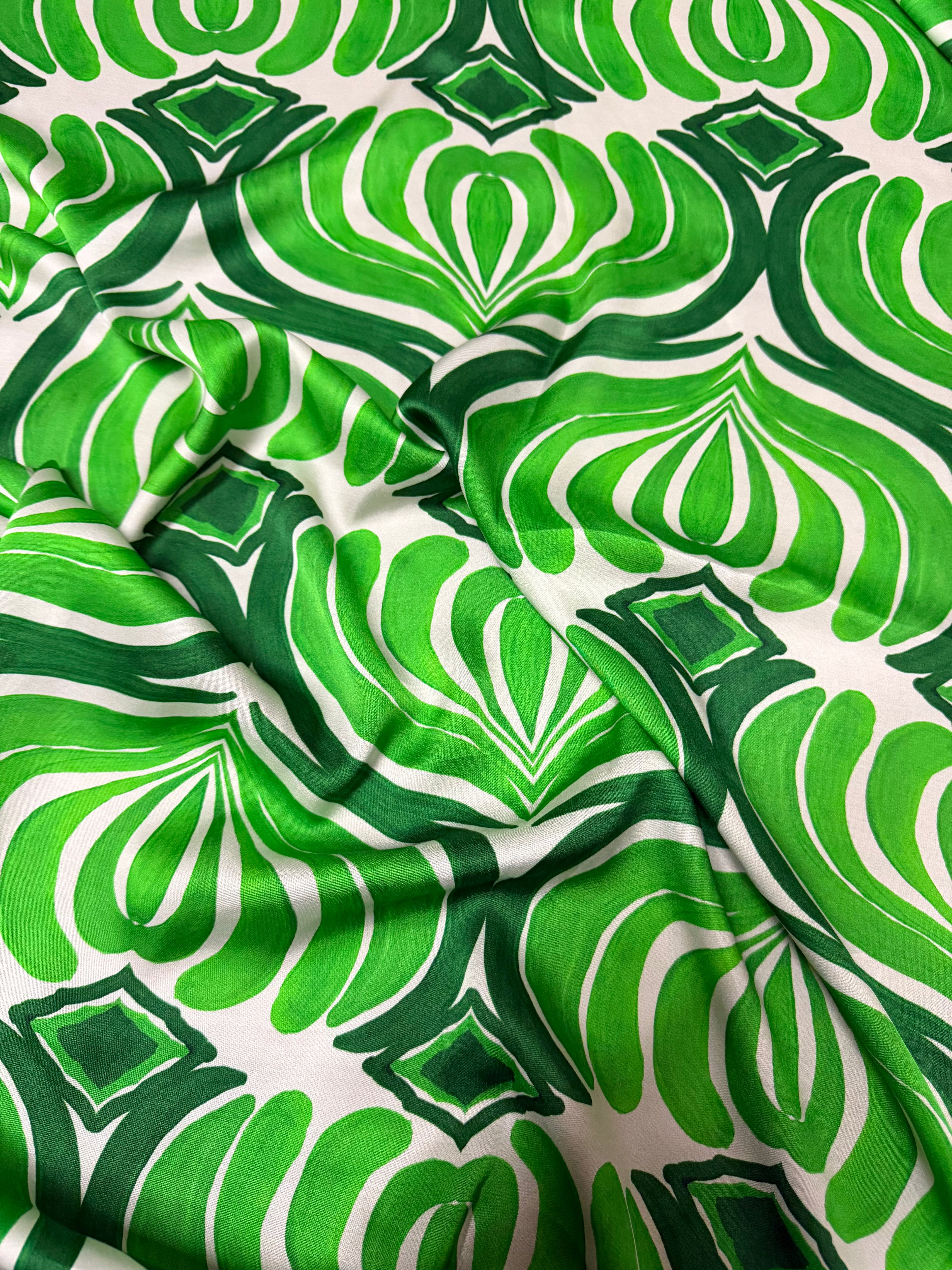 Tessuto Satin Astratto Verde