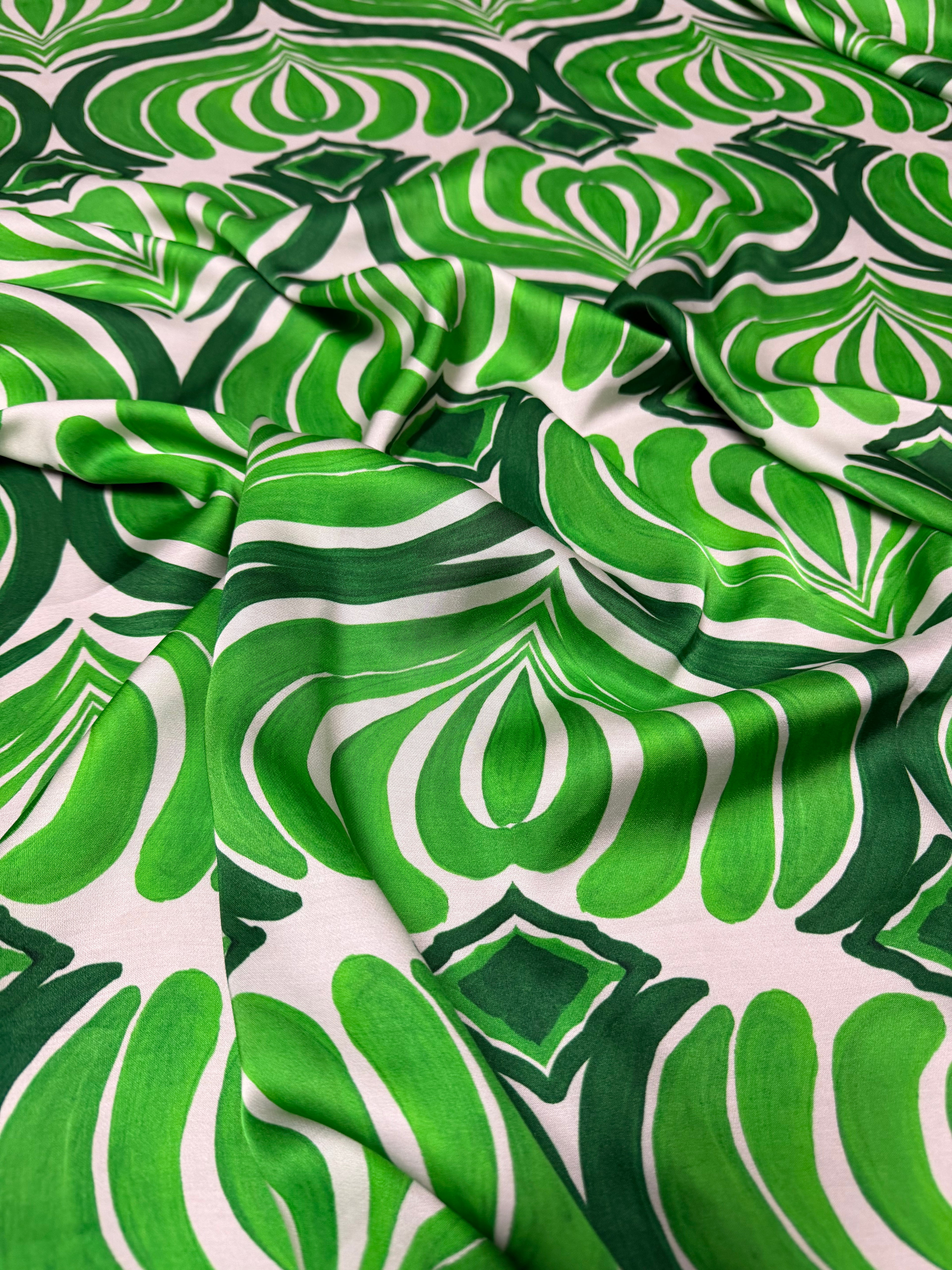 Tessuto Satin Astratto Verde