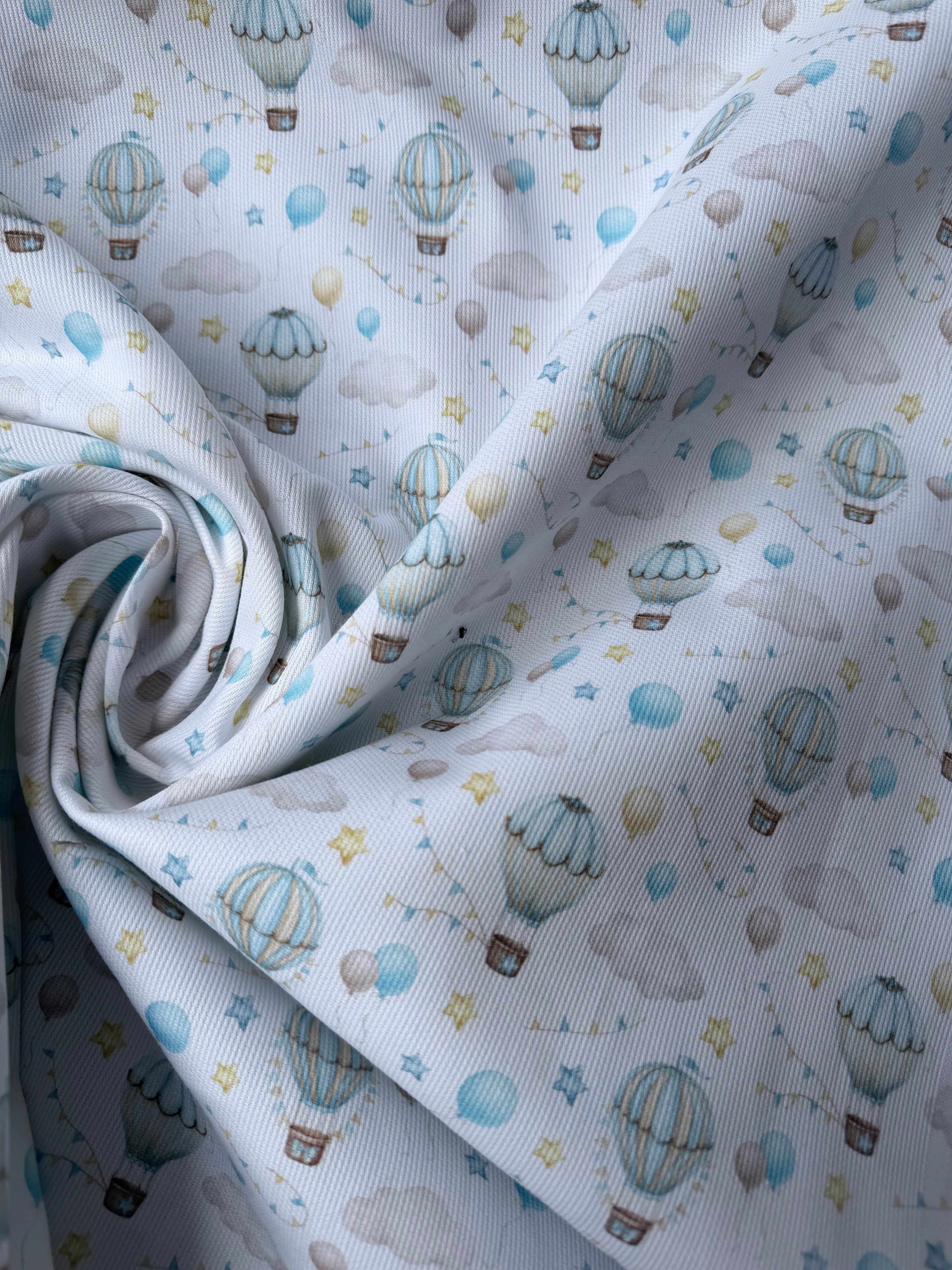 Piquet Cotone Mongolfiera Celeste