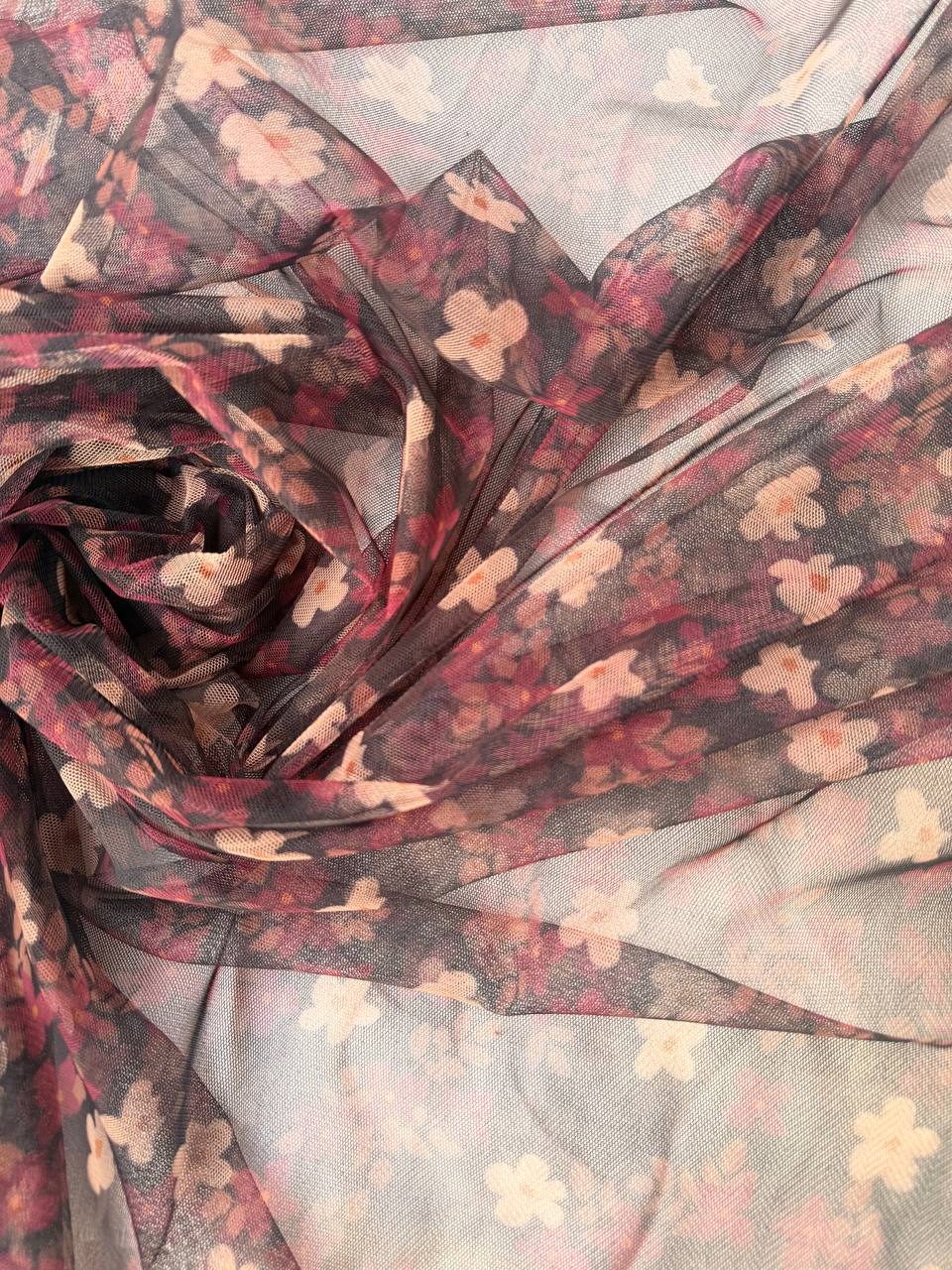 Tulle Floreale Provenzale Elastico