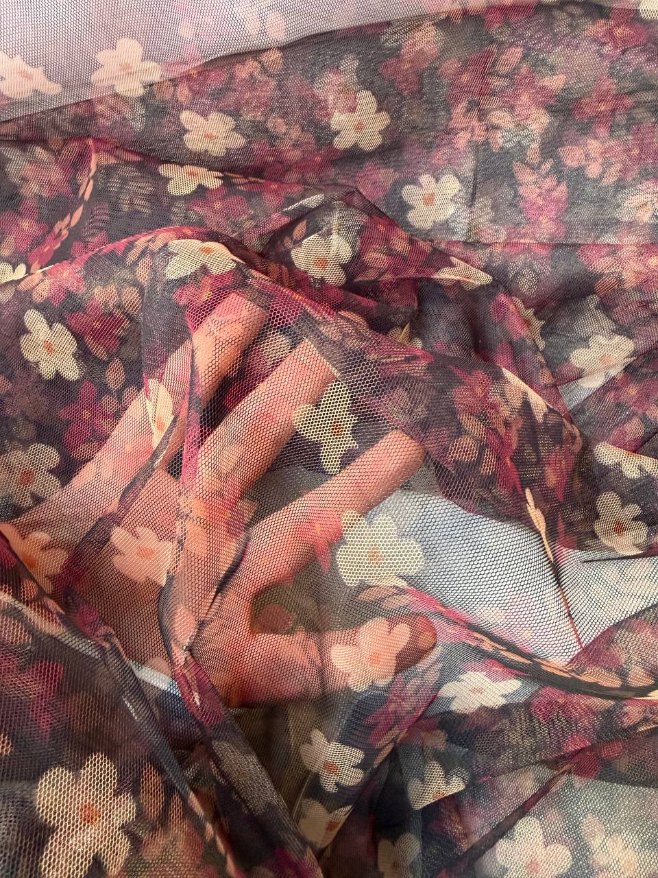 Tulle Floreale Provenzale Elastico