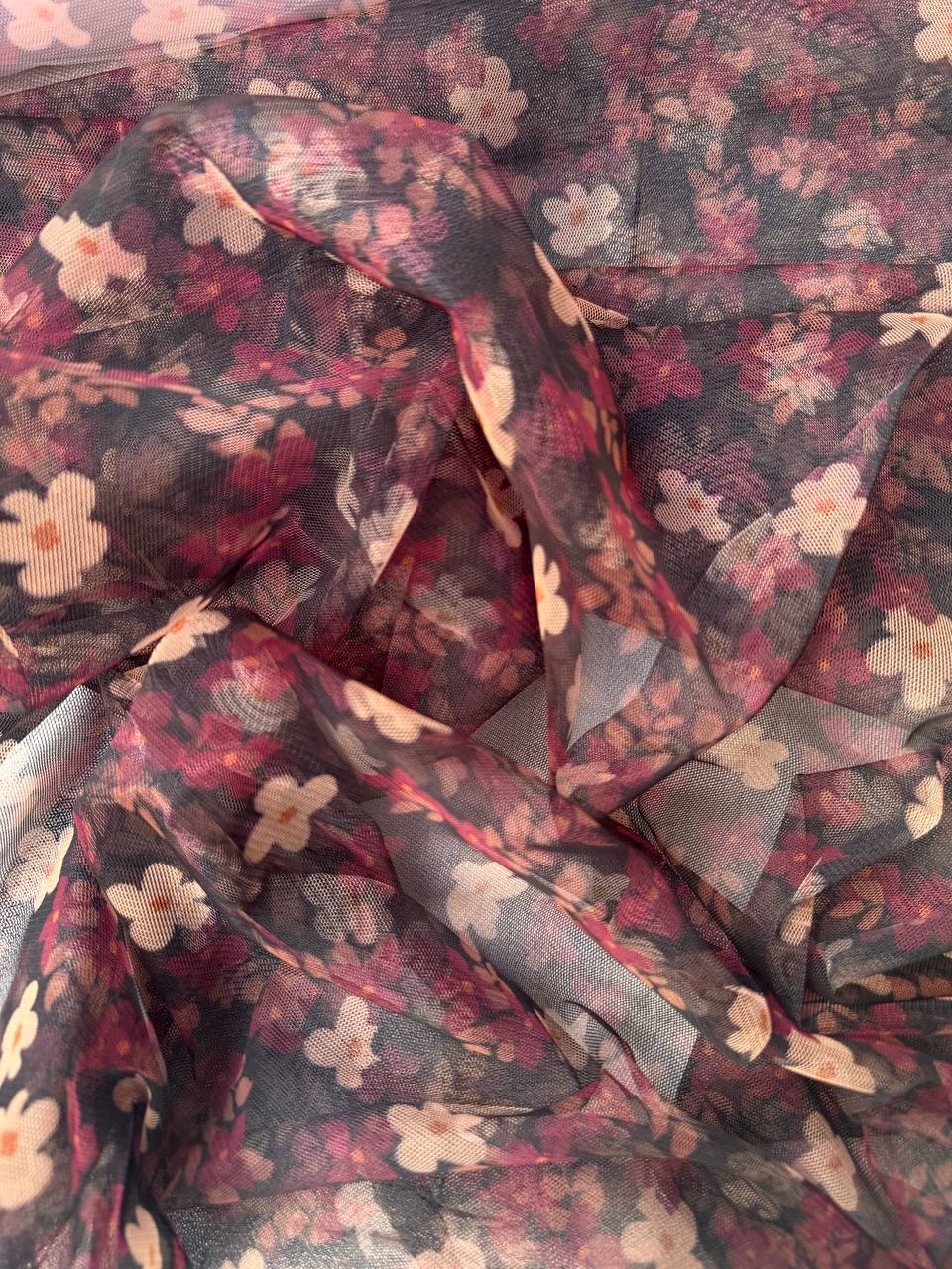 Tulle Floreale Provenzale Elastico