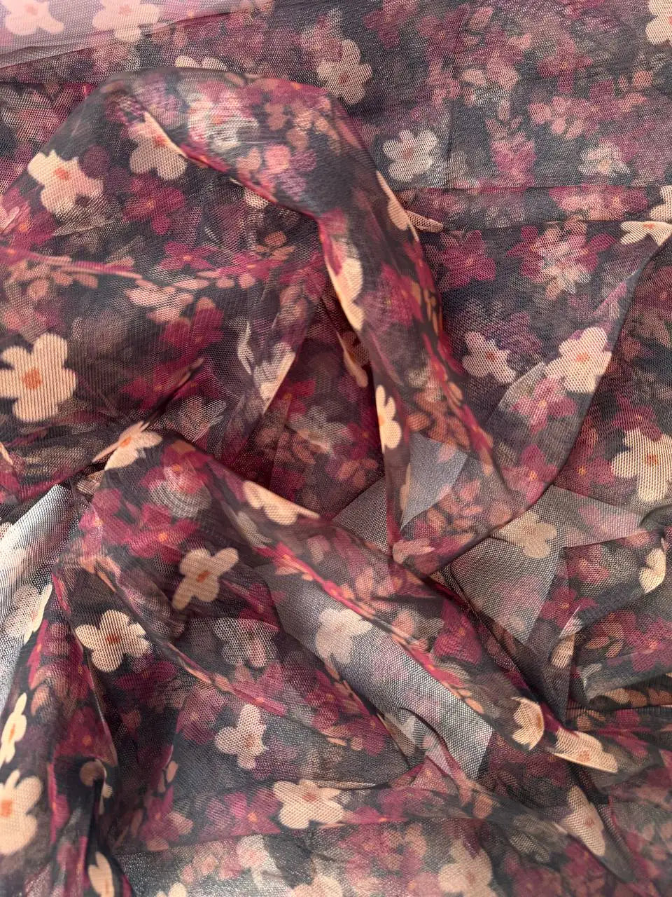 Tulle Floreale Provenzale Elastico