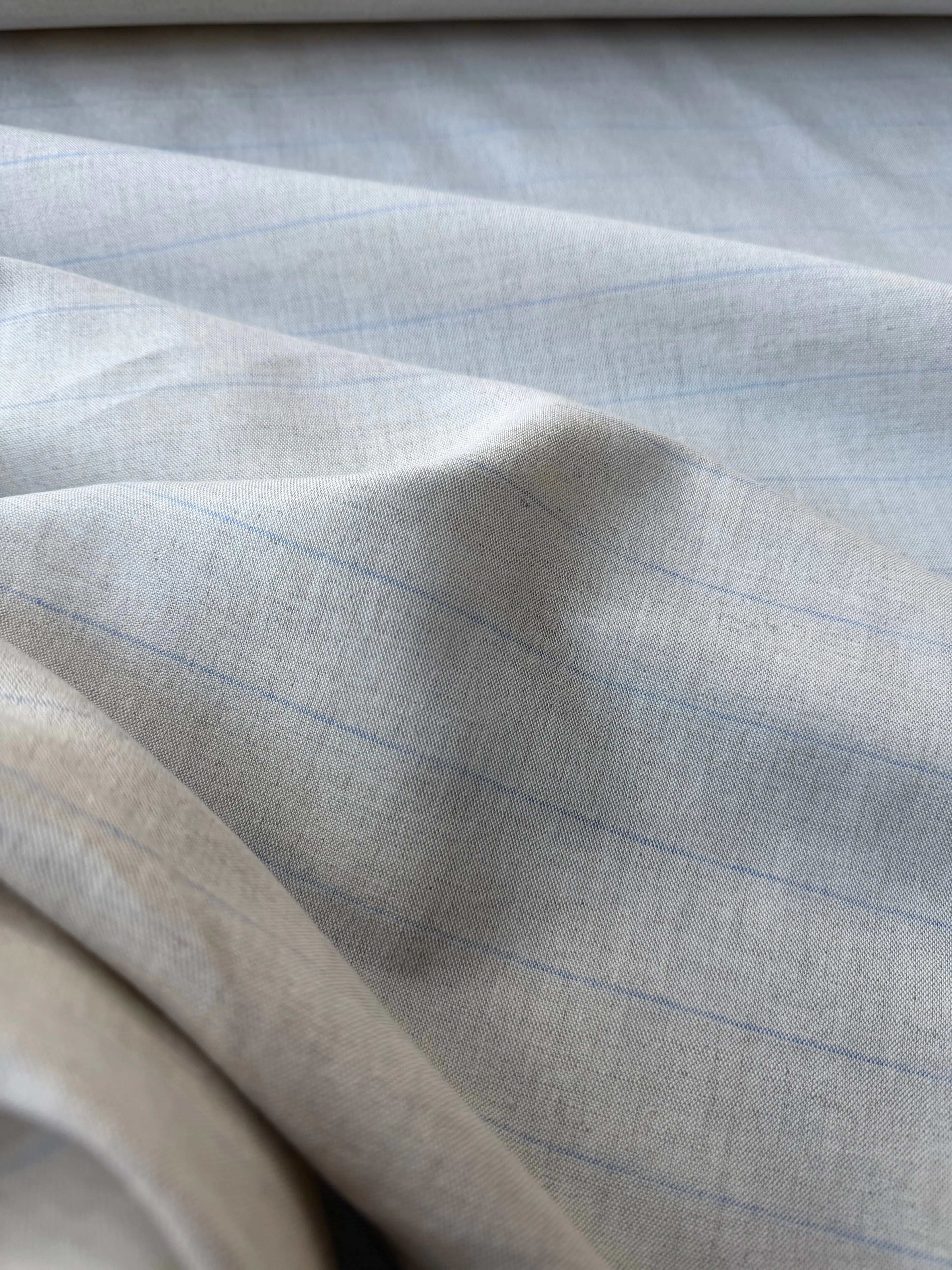 Tessuto Gessato Puro Lino Naturale