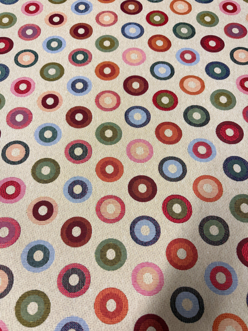 Tela de tapicería de gobelino con círculos geométricos 