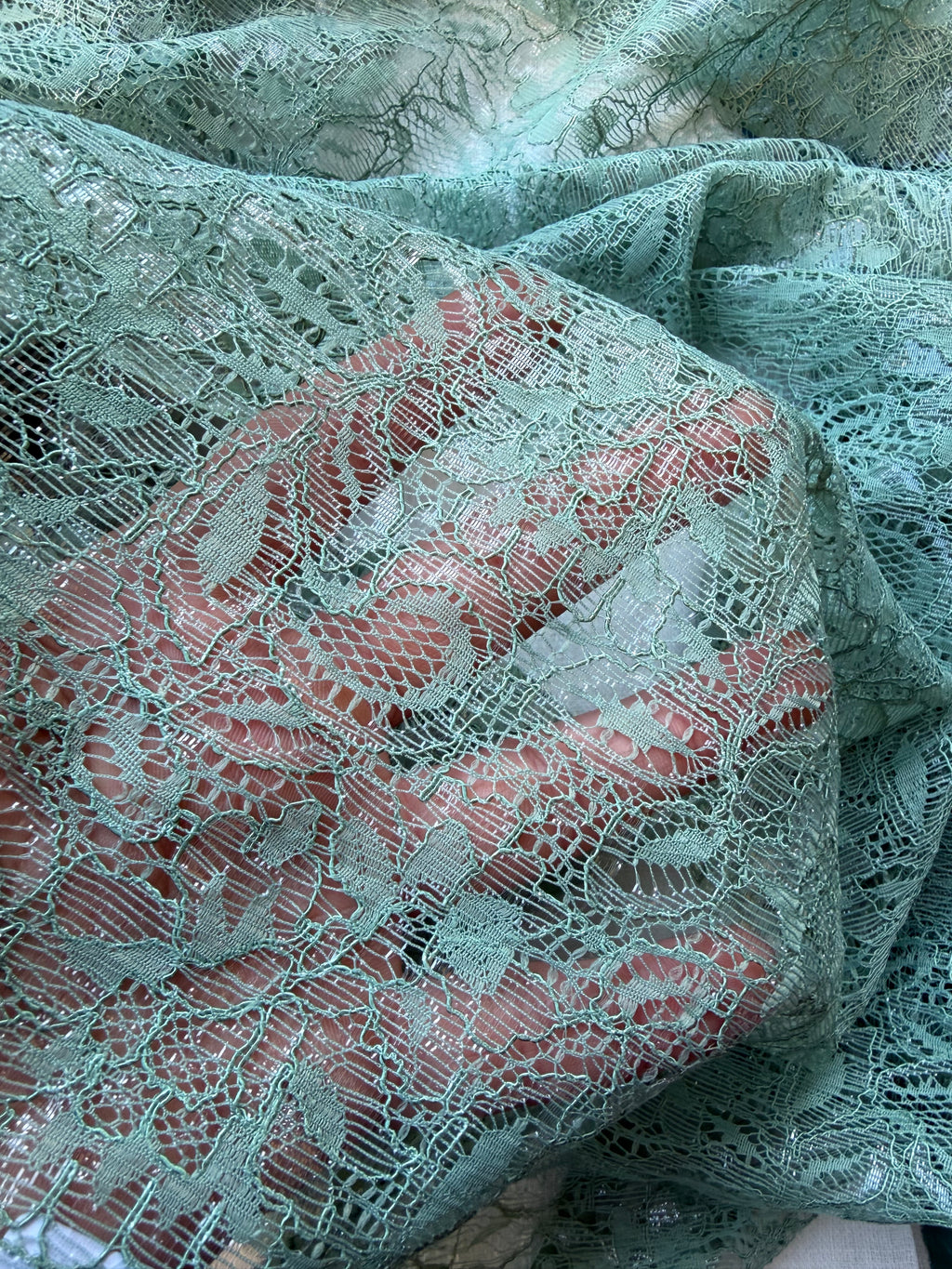 Pizzo Macrame Floreale Verde Salvia