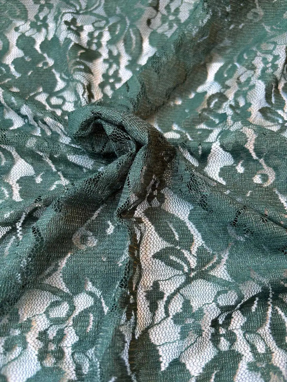 Pizzo Macrame Floreale Verde Bottiglia Bielastico