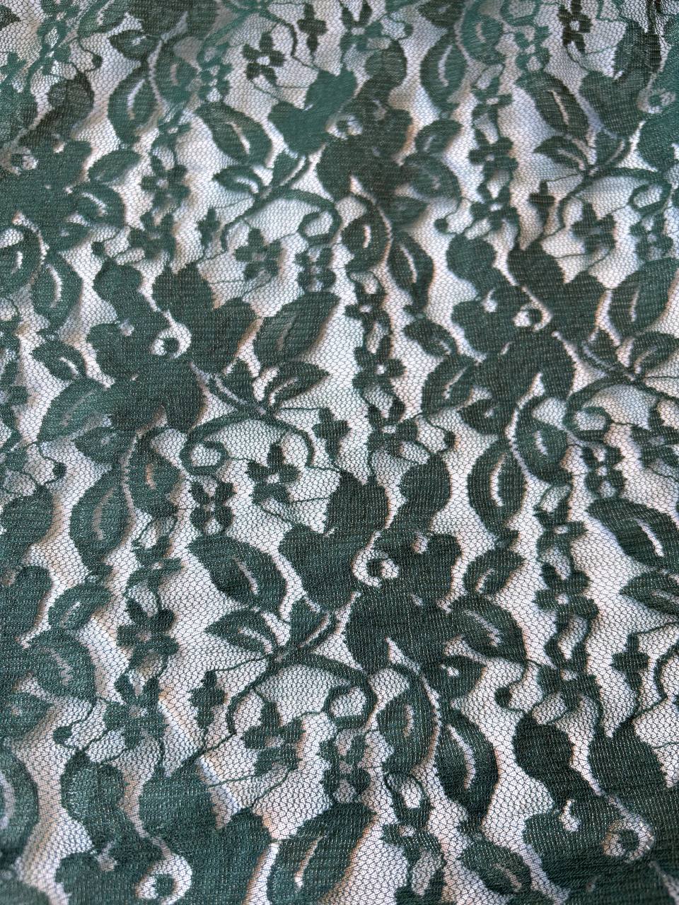 Pizzo Macrame Floreale Verde Bottiglia Bielastico