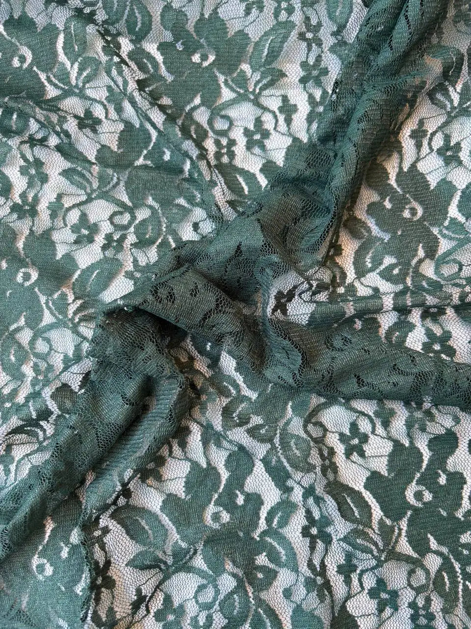 Pizzo Macrame Floreale Verde Bottiglia Bielastico