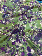 Chiffon floreale verde Glitter