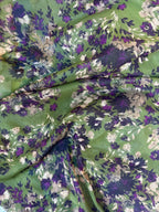 Chiffon floreale verde Glitter