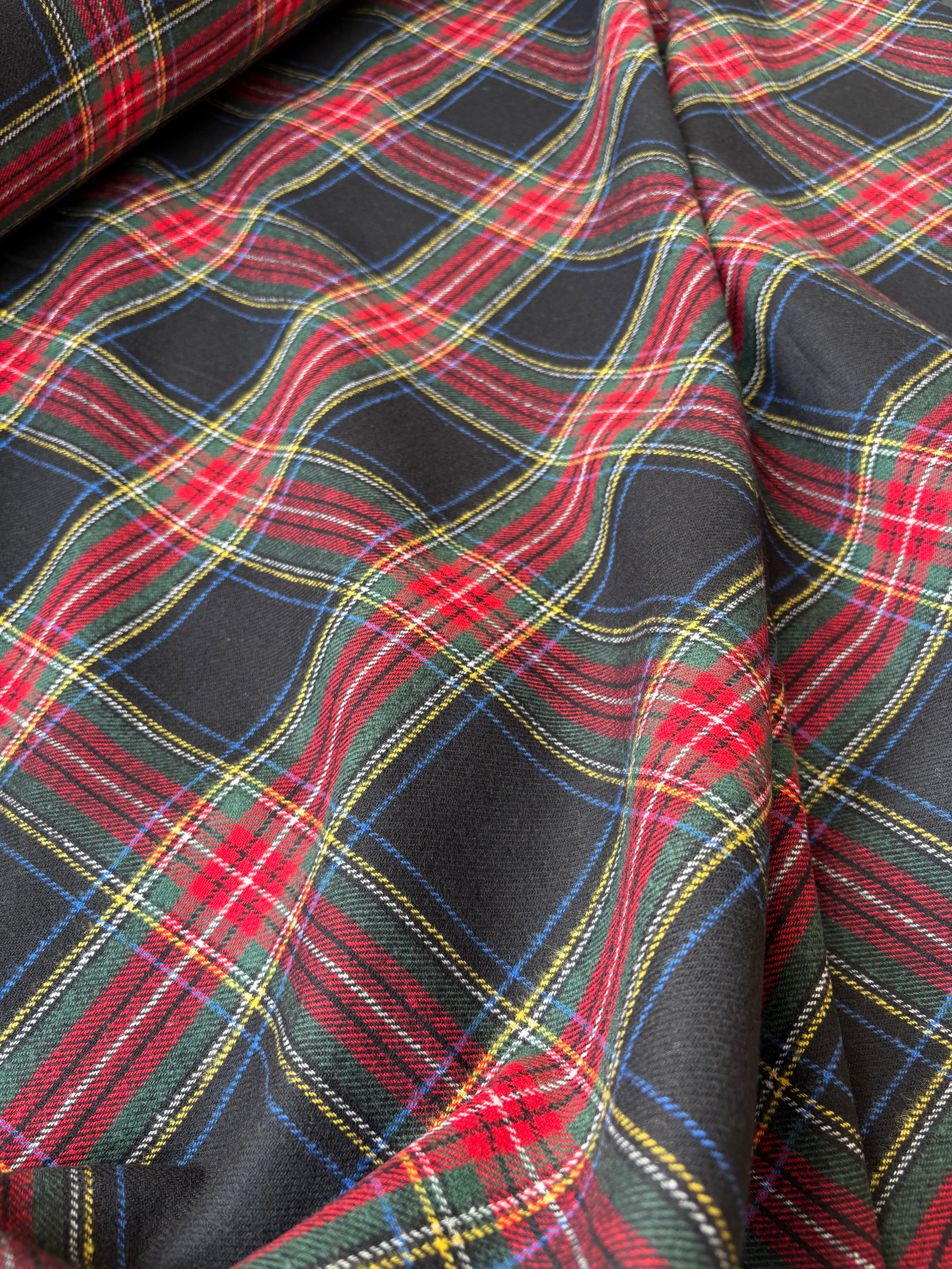 Tartan Scozzese Flanellina Quadrone Nero Verde Rosso