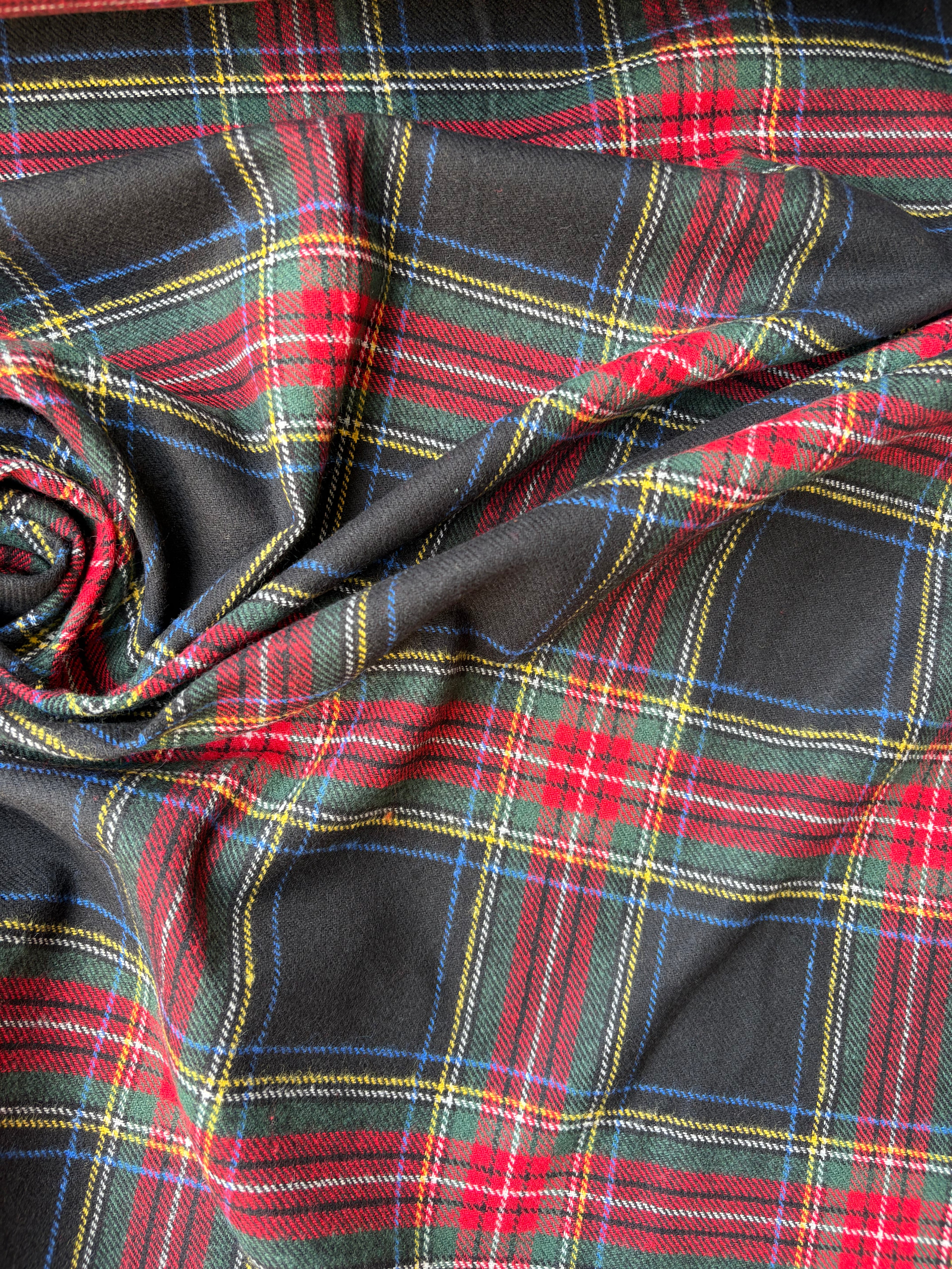 Tartan Scozzese Flanellina Quadrone Nero Verde Rosso