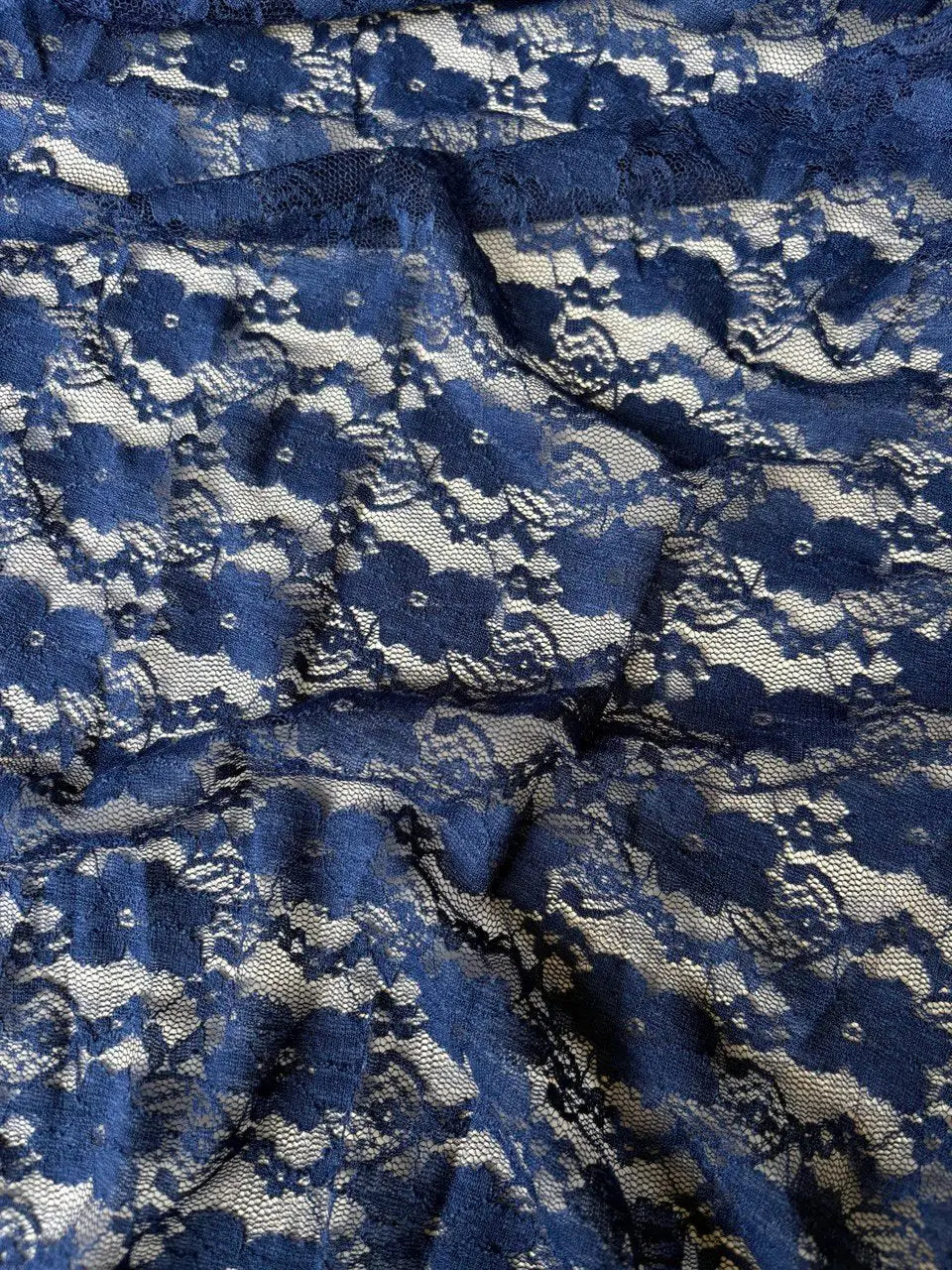 Pizzo Macrame Floreale Blu Royal Bielastico