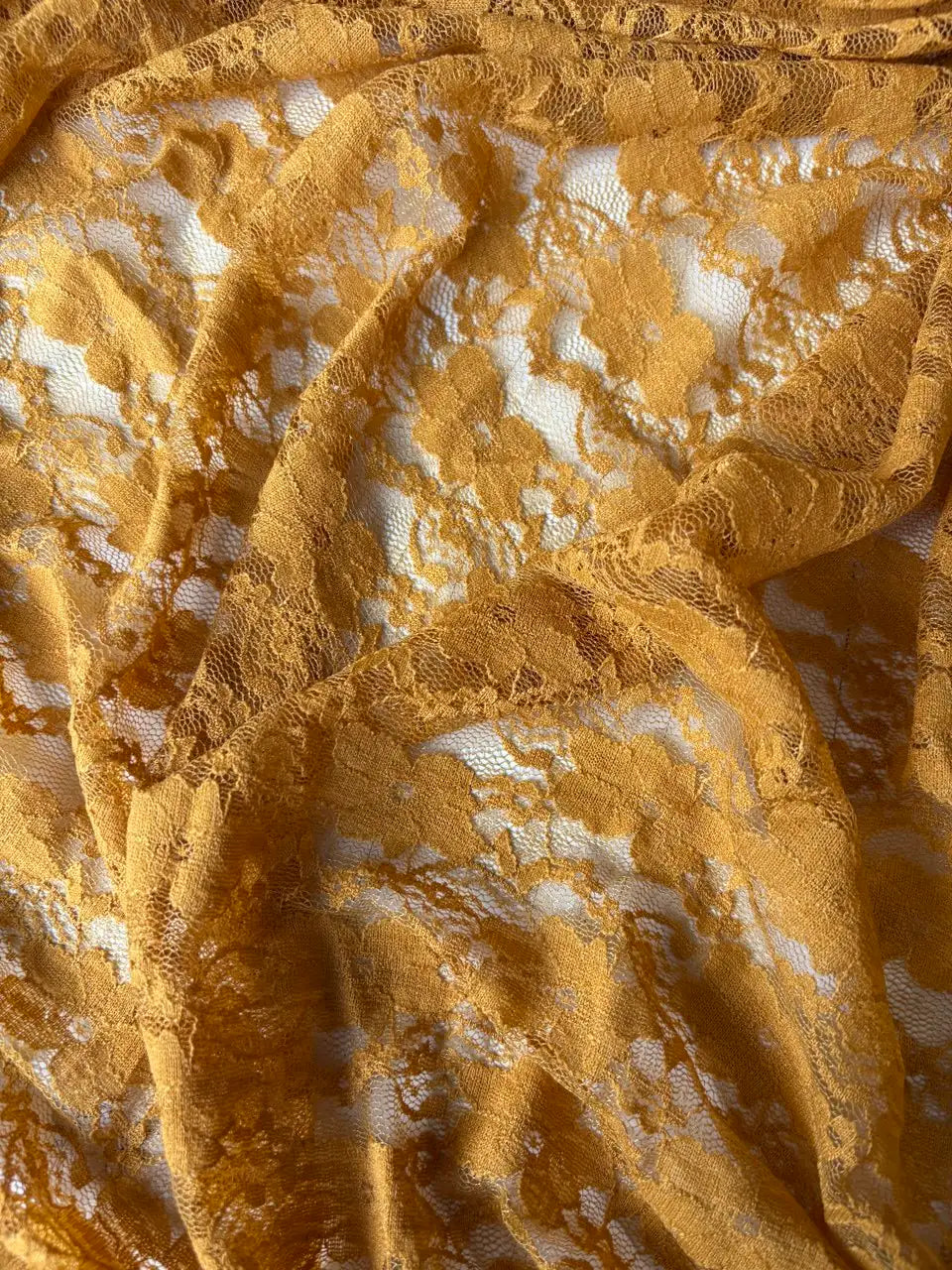 Pizzo Macrame Floreale Giallo senape Bielastico