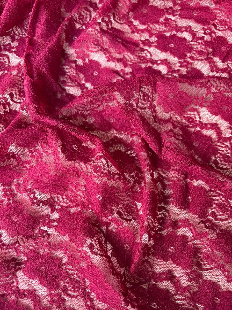 Pizzo Macrame Floreale Fucsia Bielastico