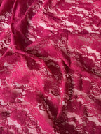 Pizzo Macrame Floreale Fucsia Bielastico