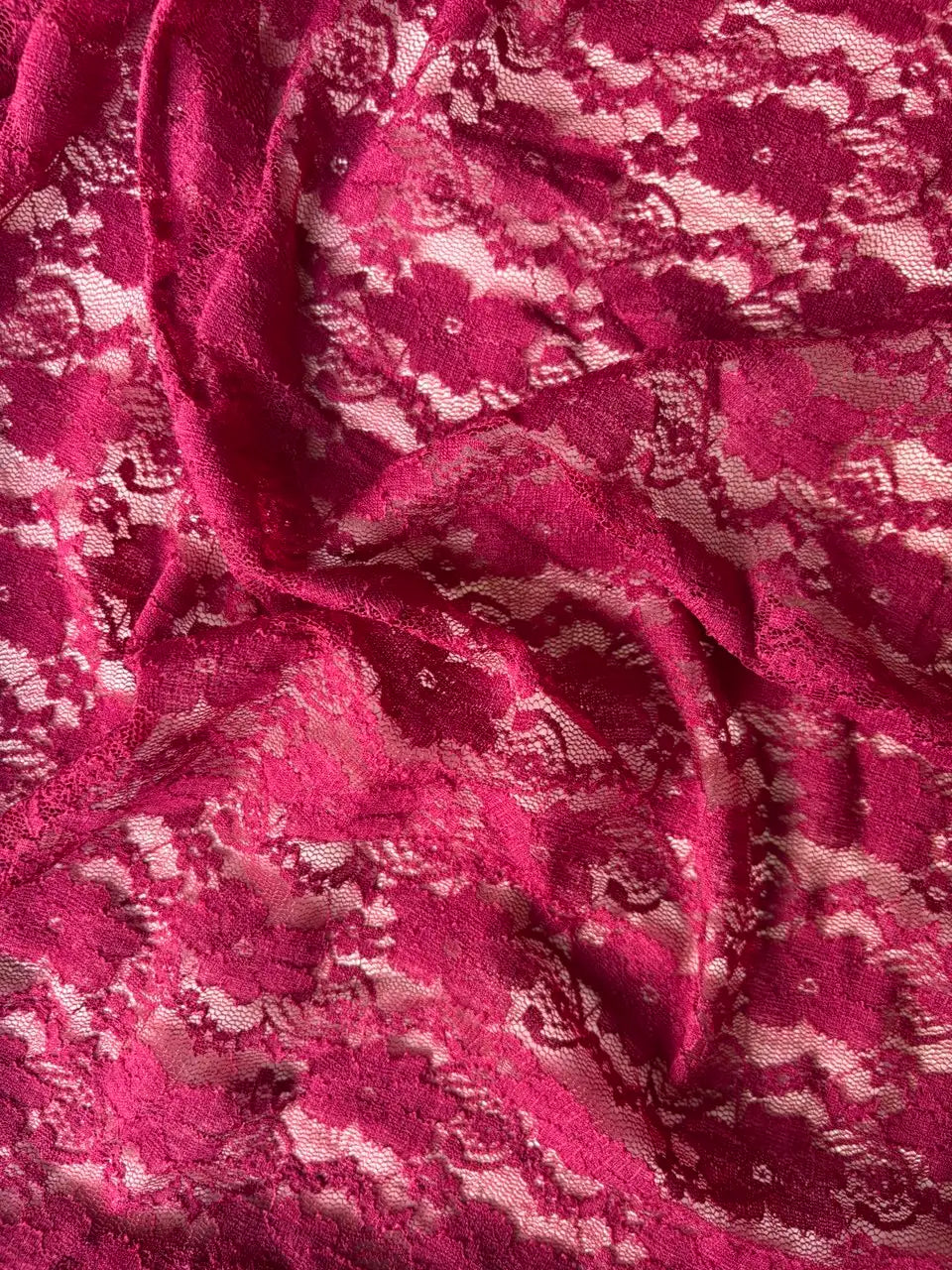 Pizzo Macrame Floreale Fucsia Bielastico