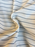 Tessuto misto lino gessato Blu