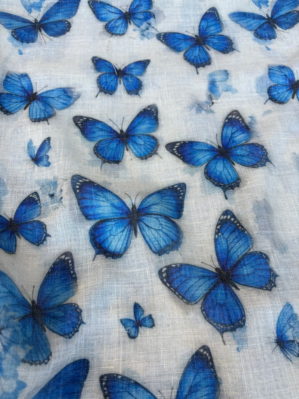 Tessuto Misto Lino Farfalla Blu