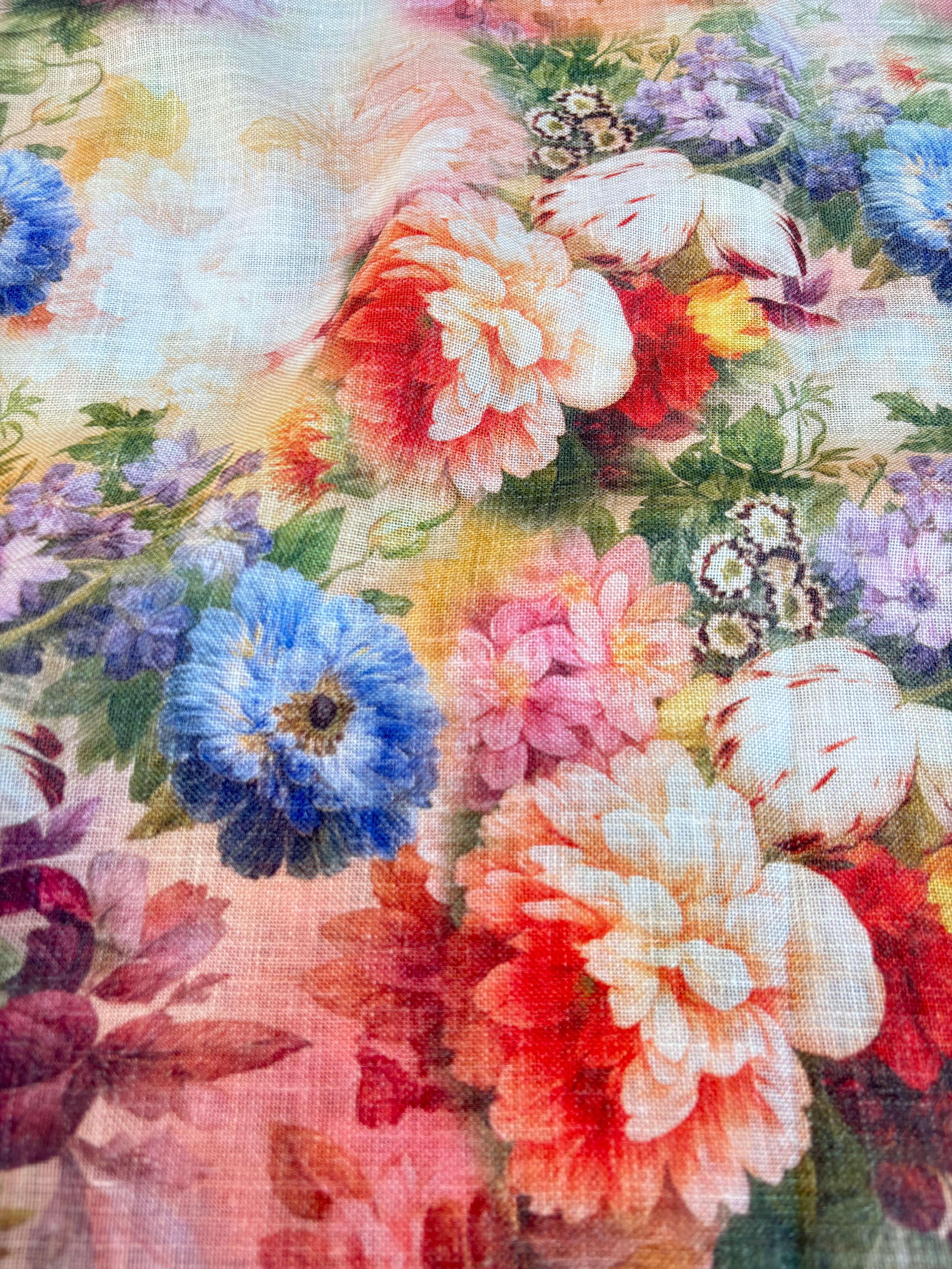 Tessuto misto lino Sfumato Floreale