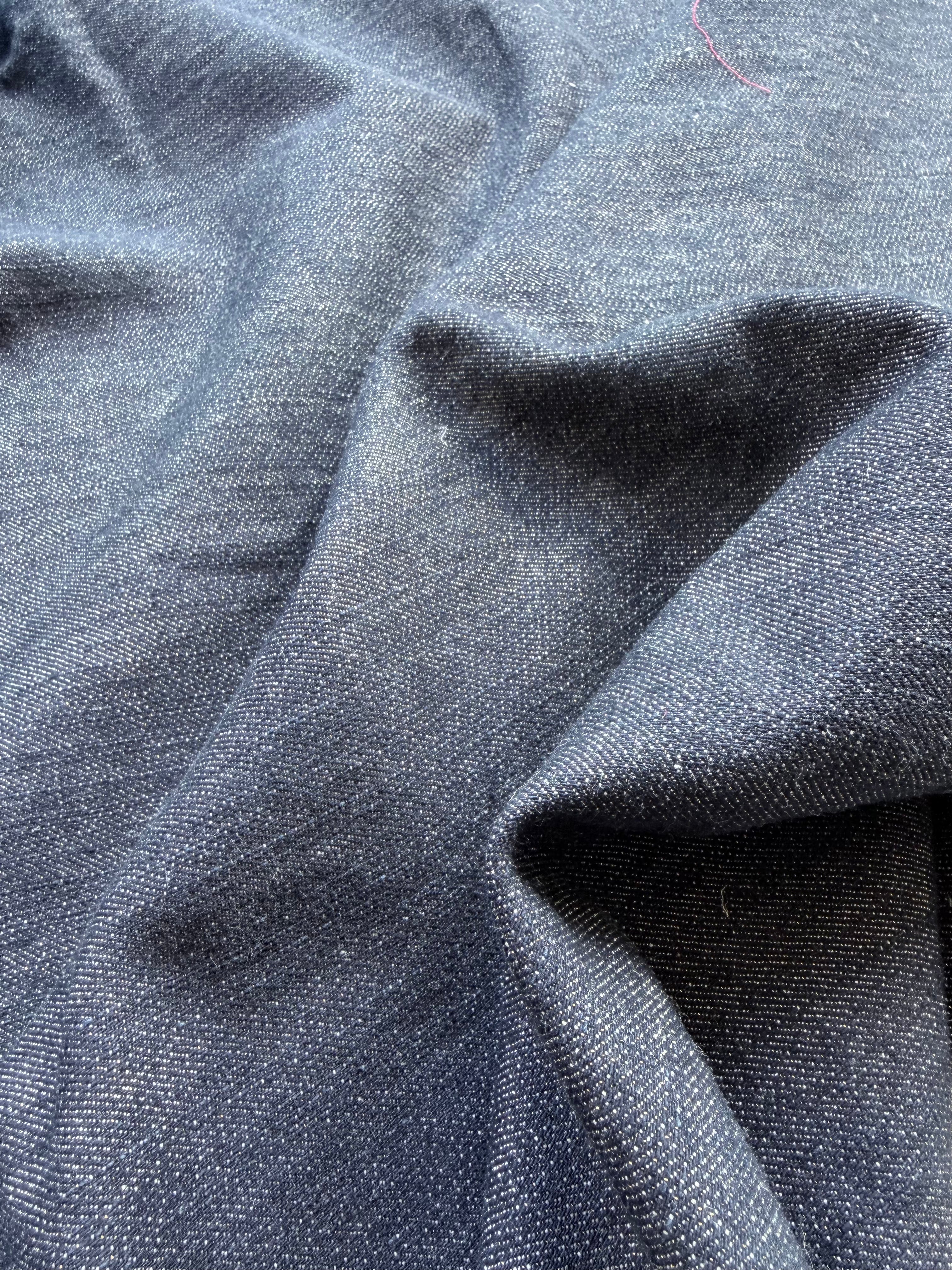 Tessuto Jeans Denim Lamè Laminato Blu