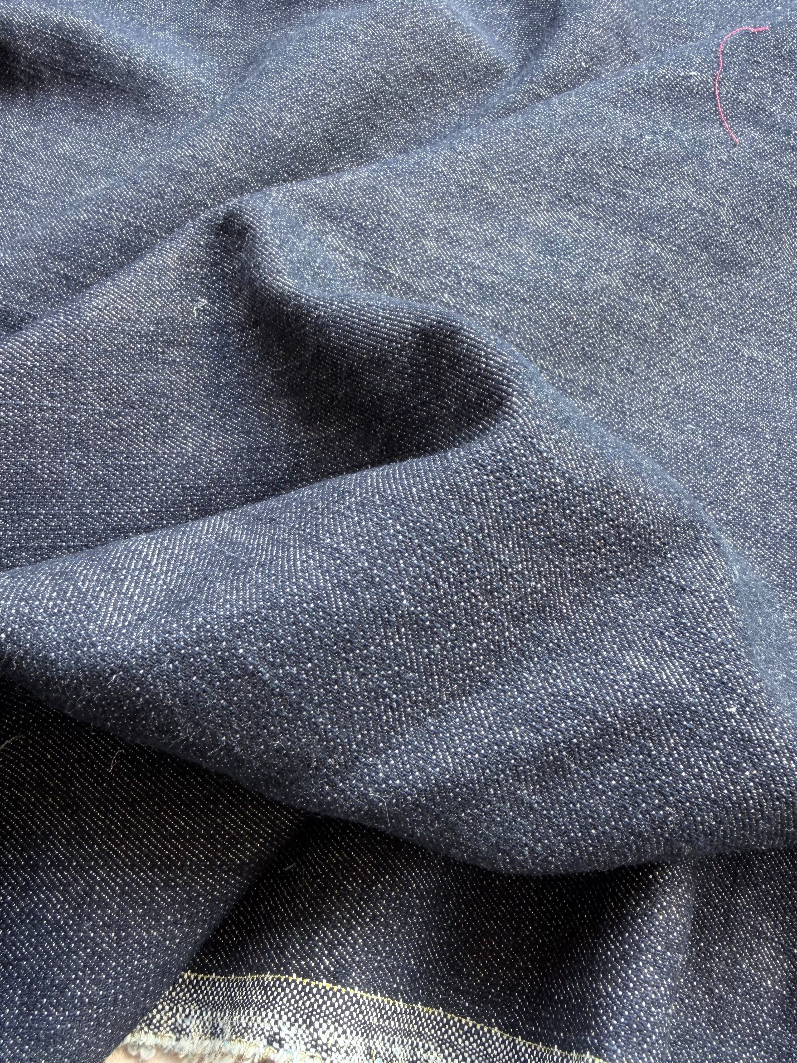 Tessuto Jeans Denim Lamè Laminato Blu