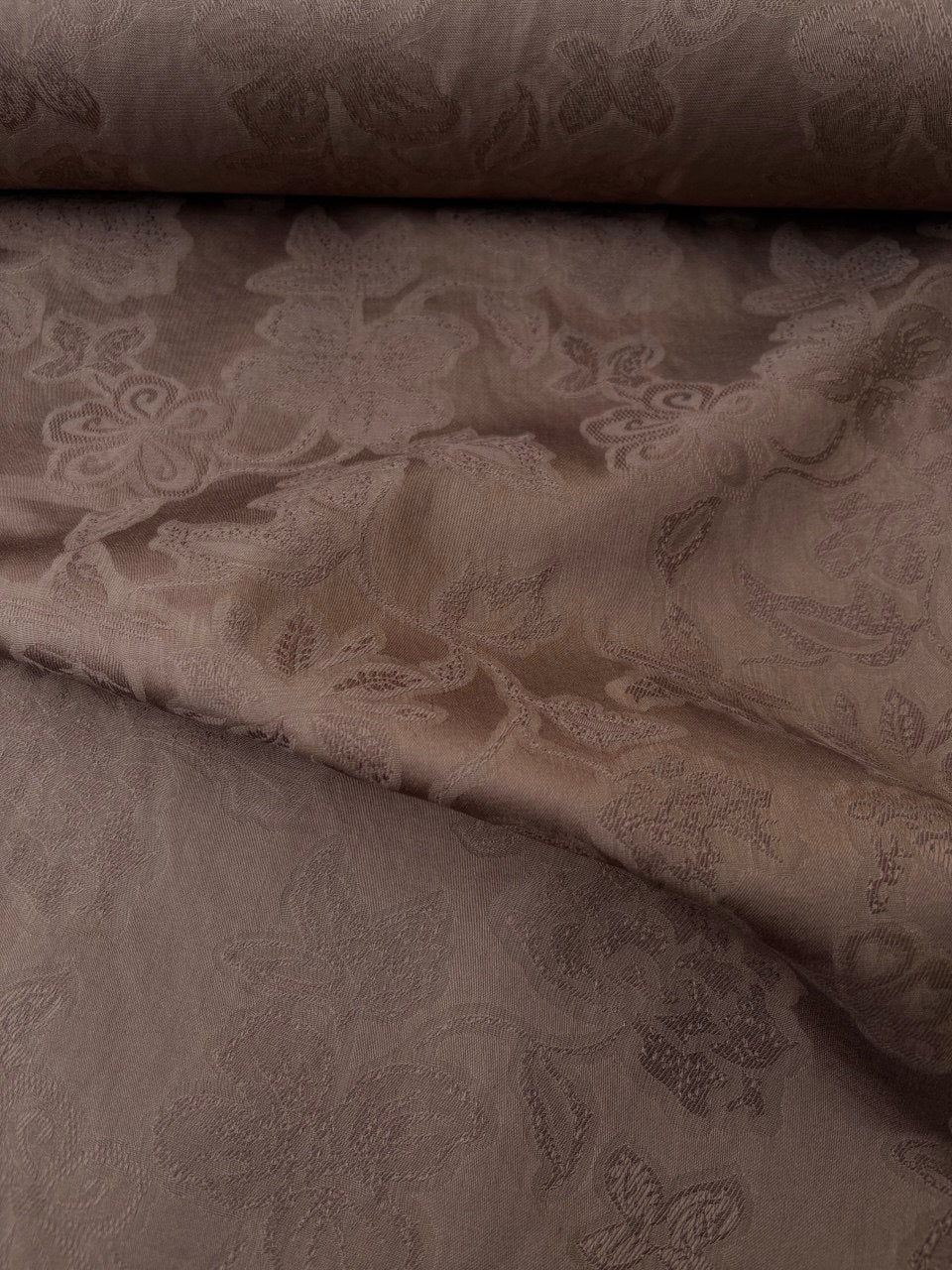 Scampolo Rasatello Cotone fantasia damascato marrone 150x150cm