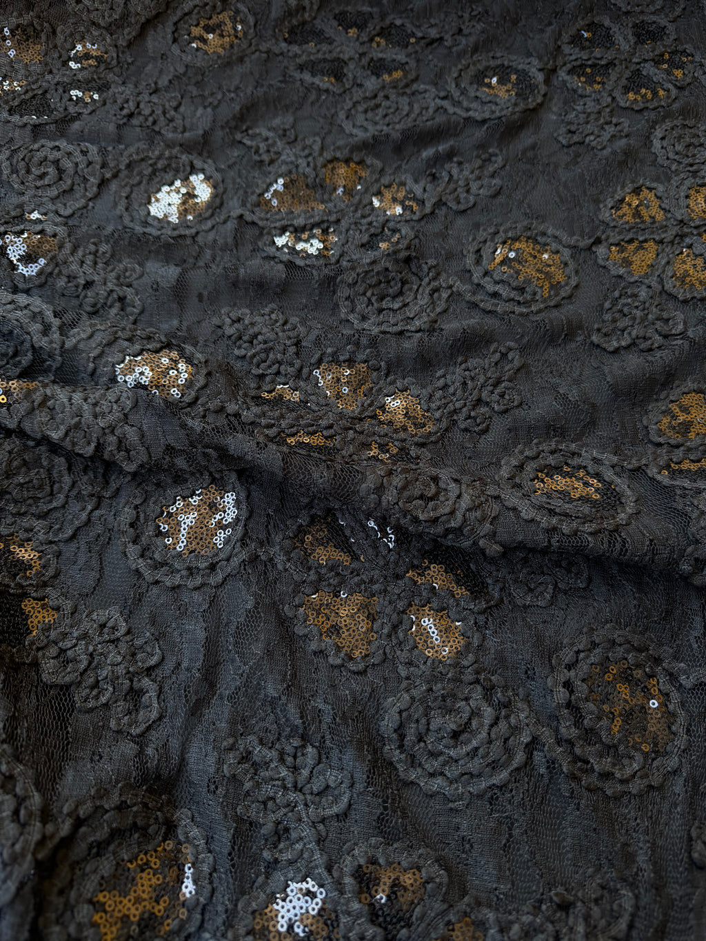 Pizzo Macrame Nero elastico Pailettes