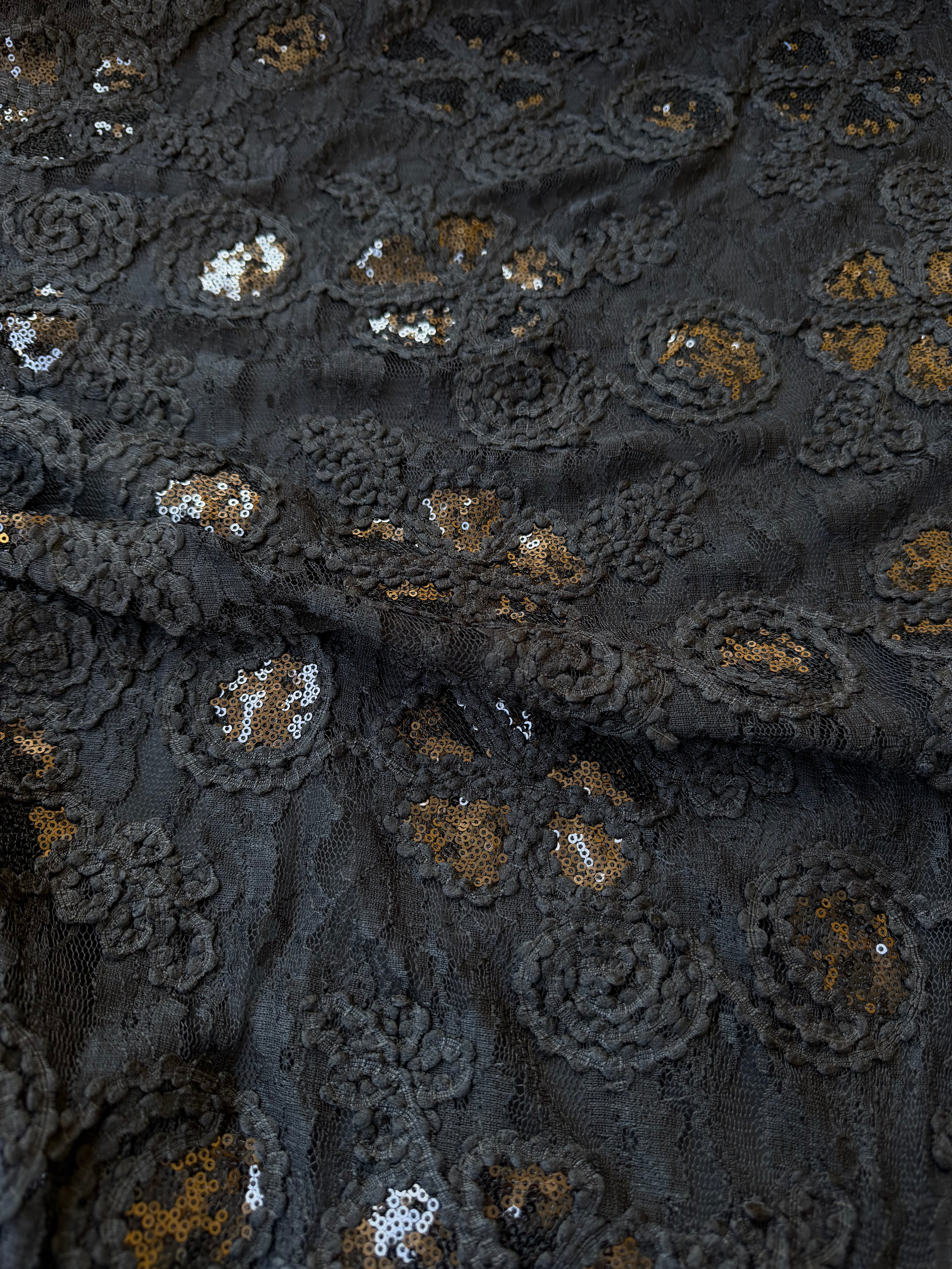 Pizzo Macrame Nero elastico Pailettes