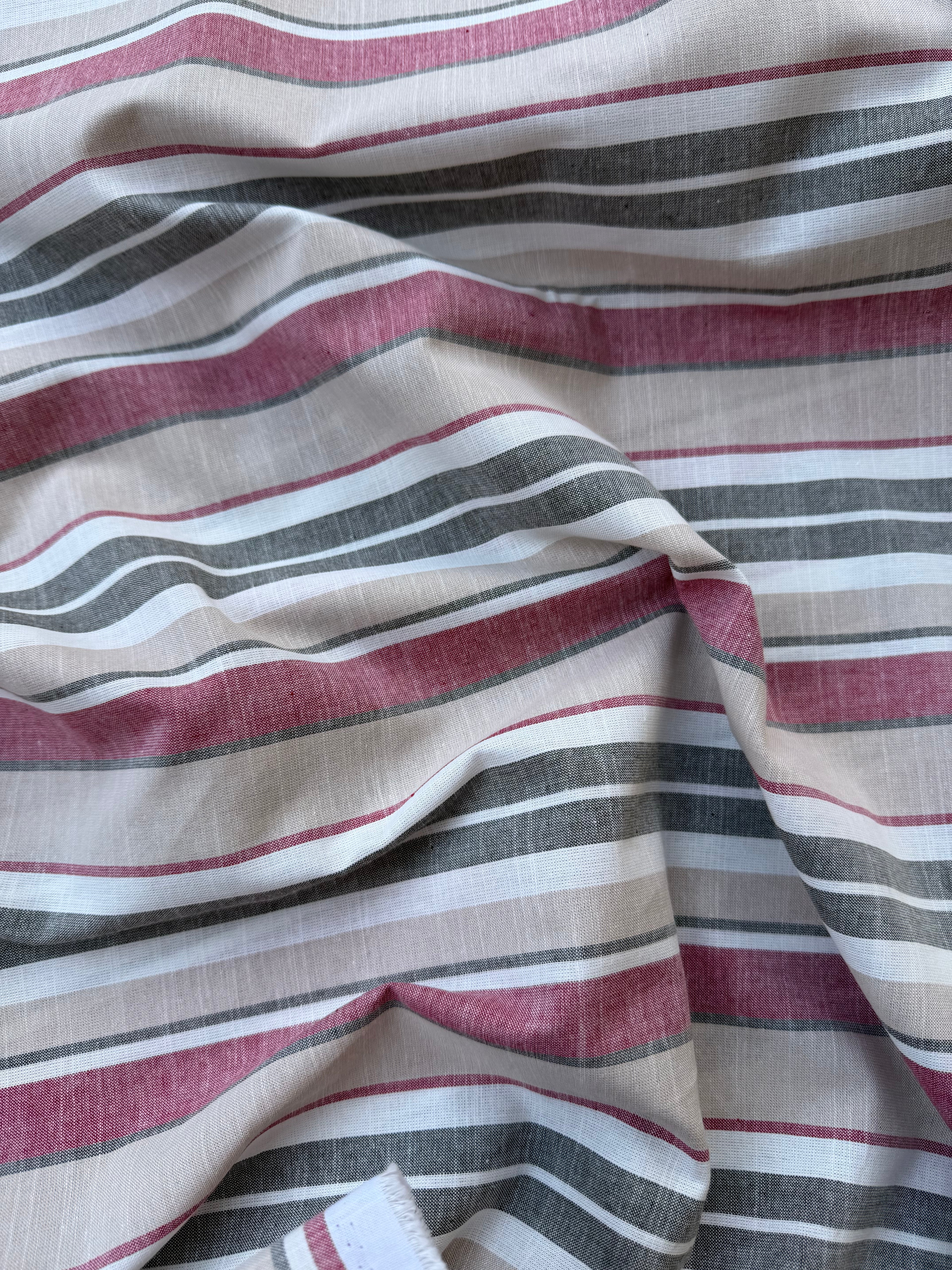 Tessuto Lino Rigato Fantasia