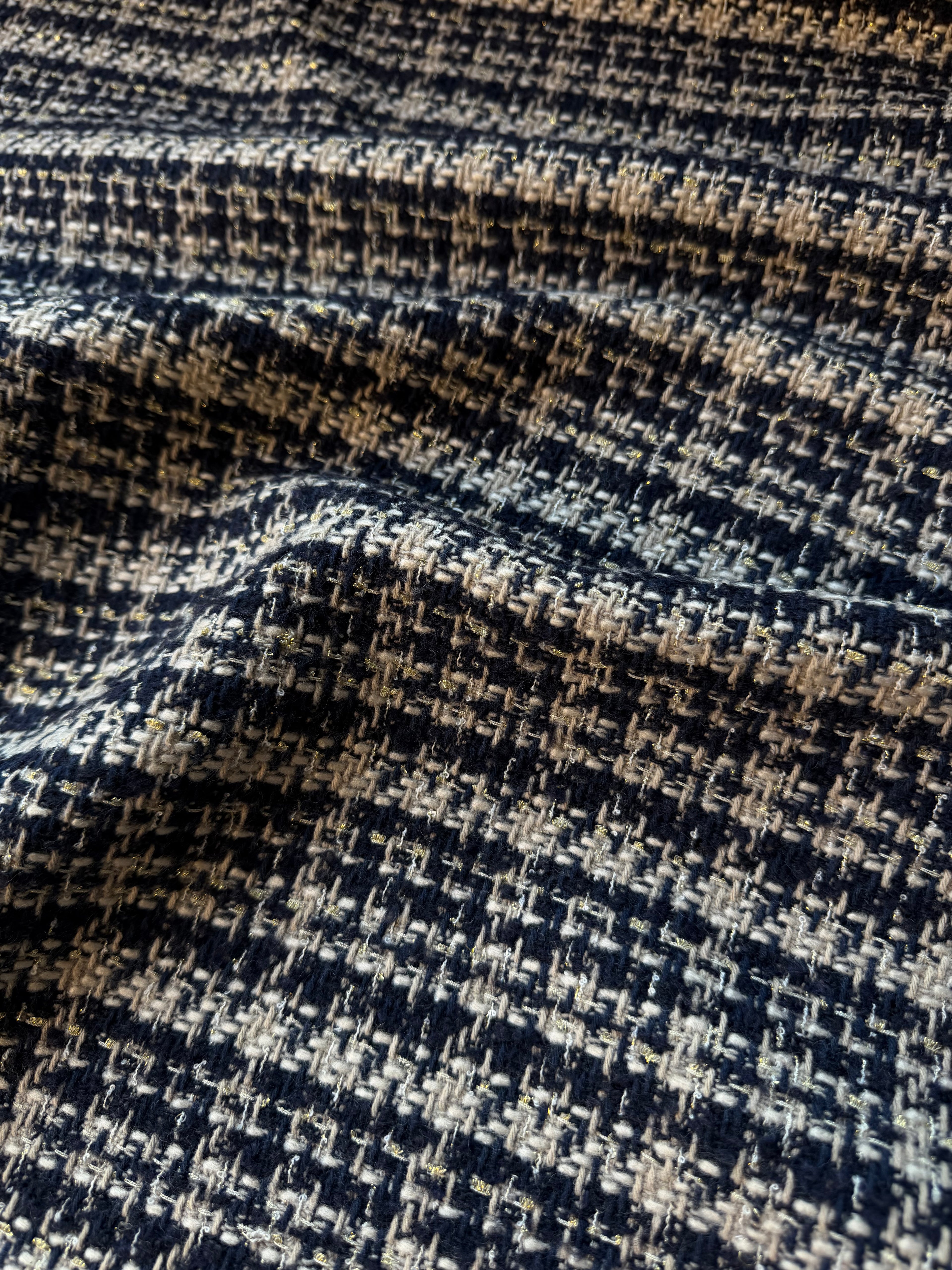 Tessuto Tweed Tipologia Chanel Blu Scuro