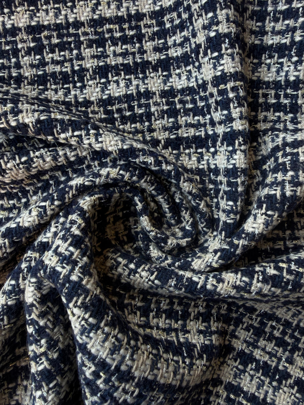 Tessuto Tweed Tipologia Chanel Blu Scuro