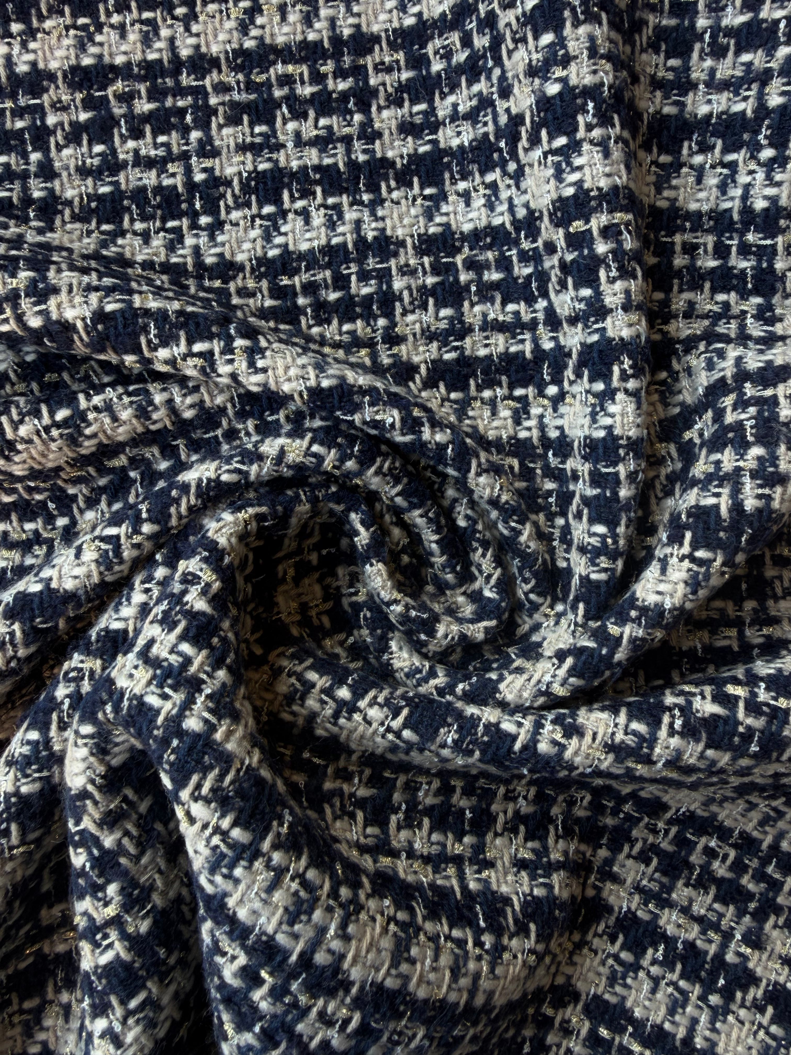 Tessuto Tweed Tipologia Chanel Blu Scuro