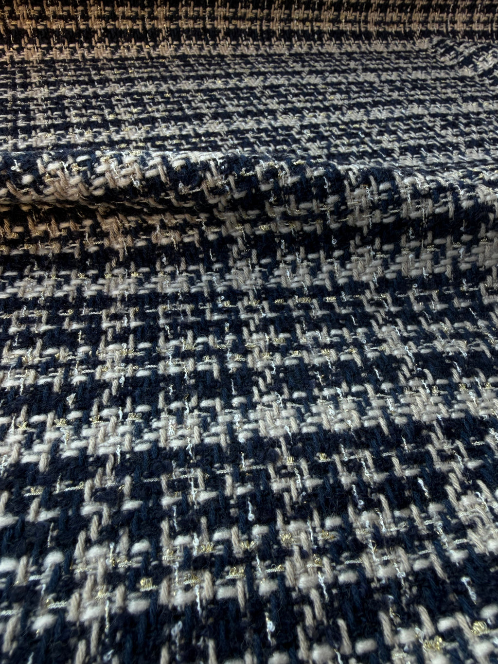 Tessuto Tweed Tipologia Chanel Blu Scuro
