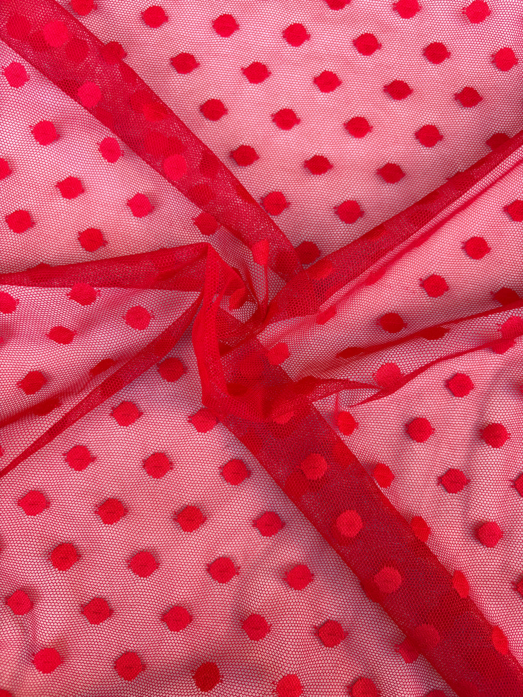 Rete (tullè) Bielastico Pois Rosso