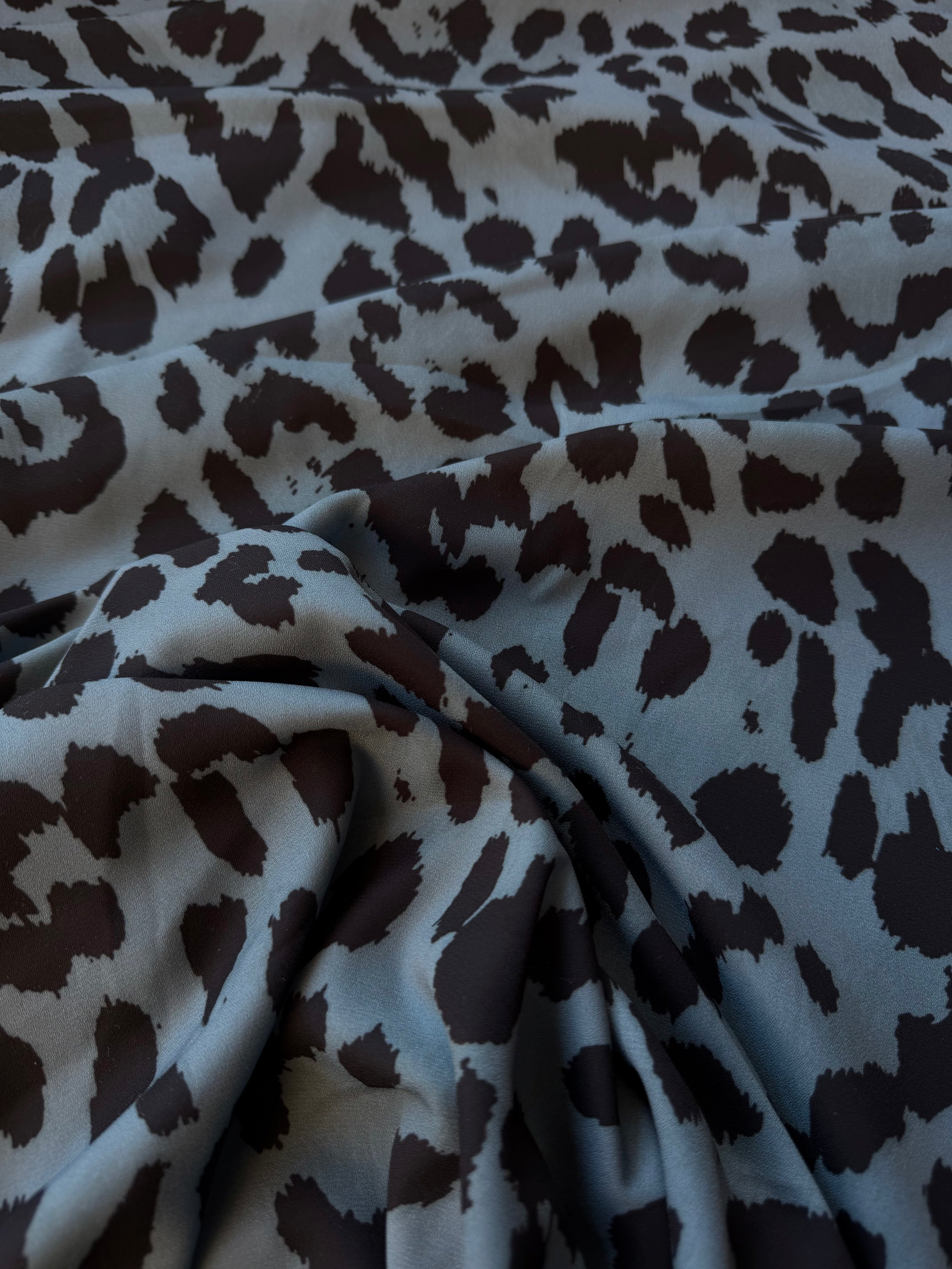 Crep Marrocain Animalier celeste polvere