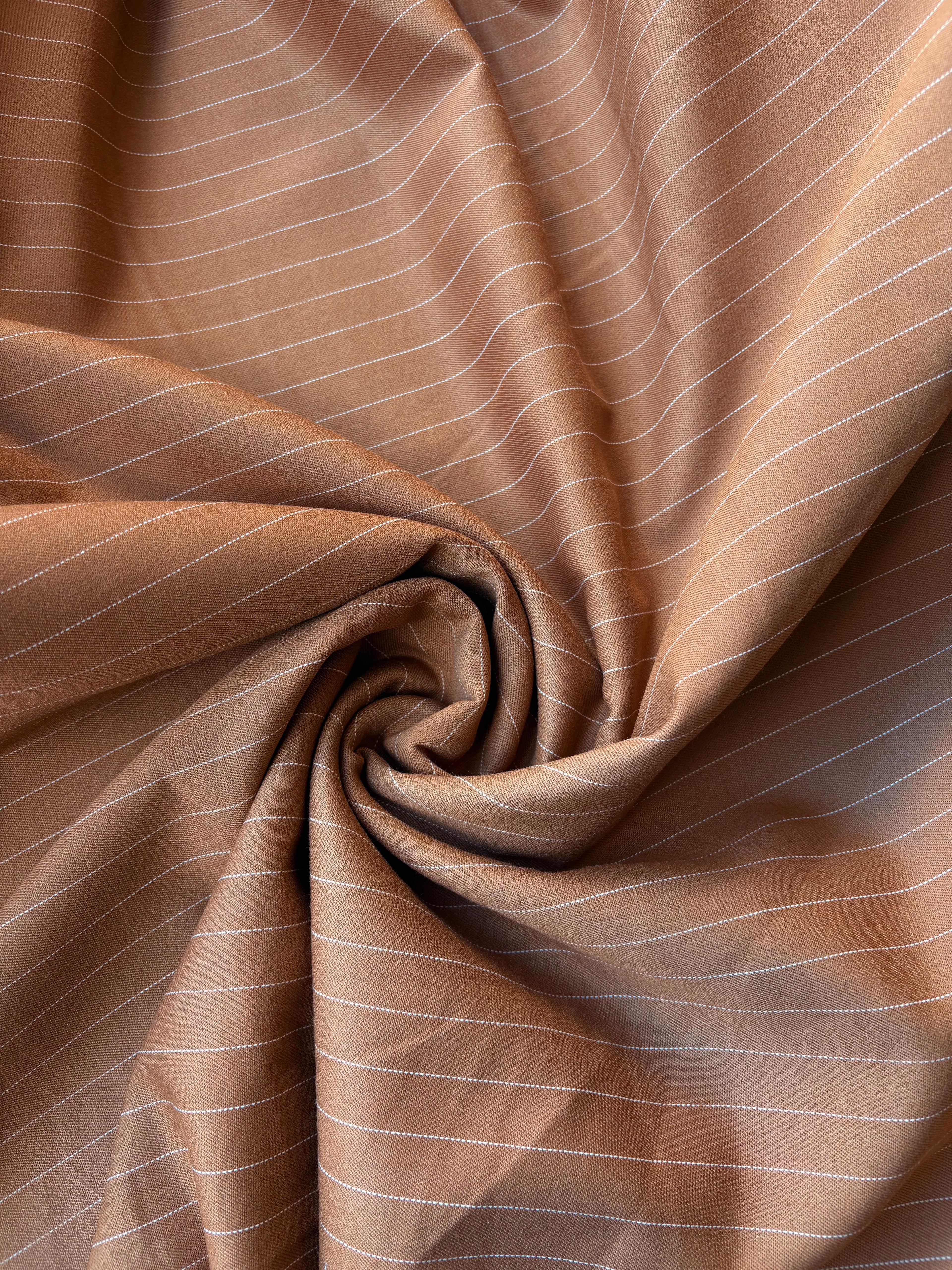 Fresco Lana Stretch Gessato Cammello SOTTOPREZZO - WorldTessuti