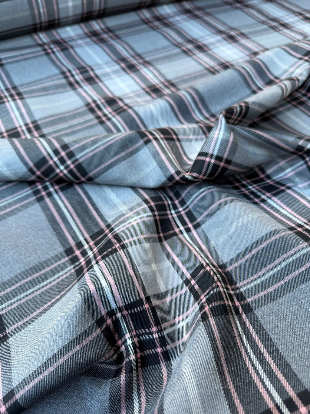 Tartan Scozzese Lanetta Quadrone Grigio Pink