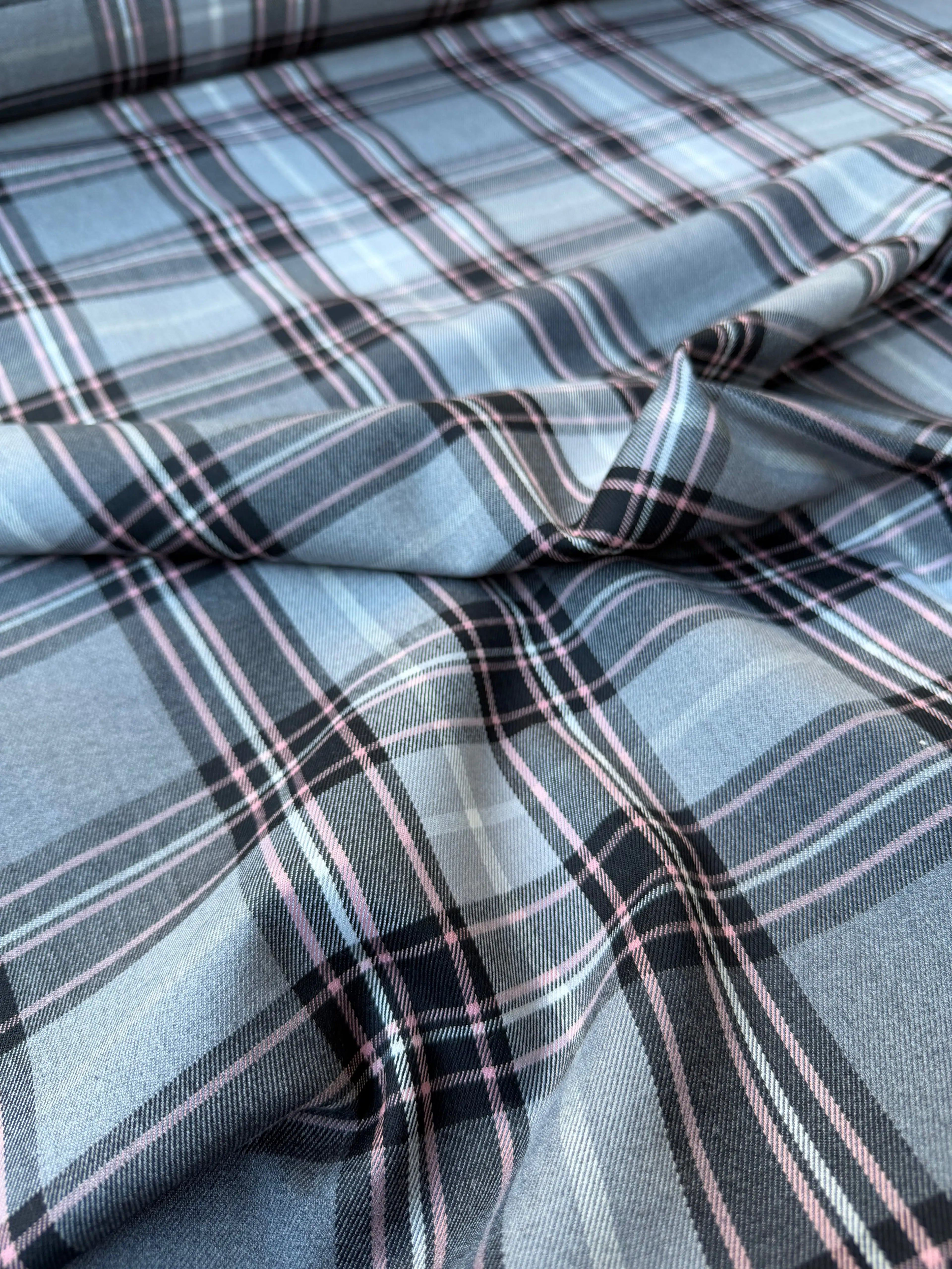 Tartan Scozzese Lanetta Quadrone Grigio Pink